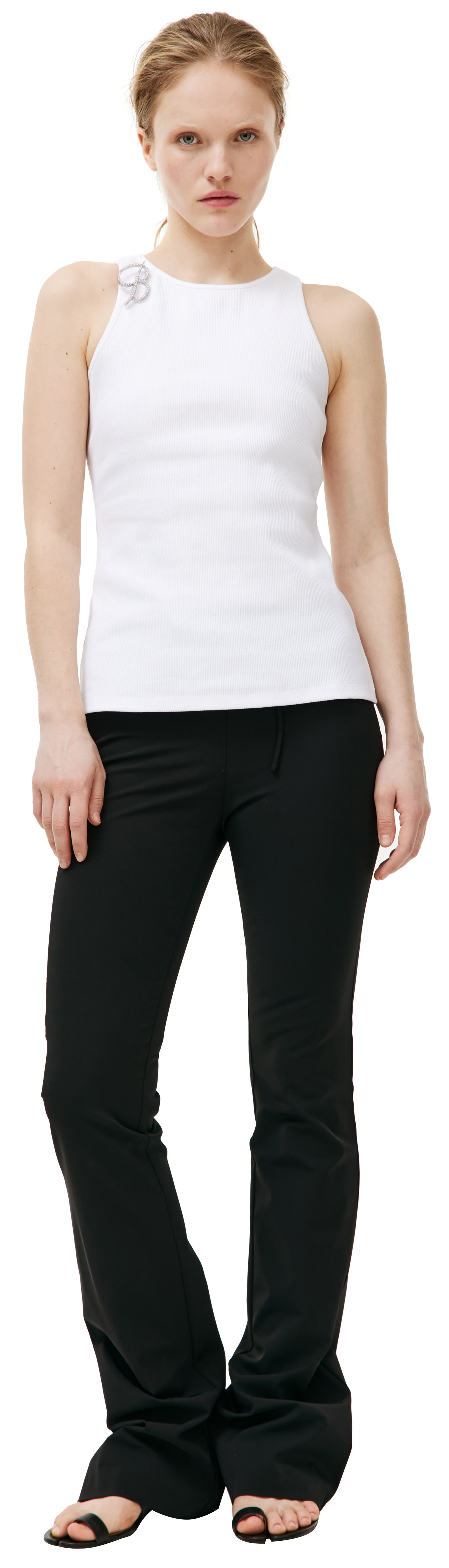 Blumarine Белая майка с брошью