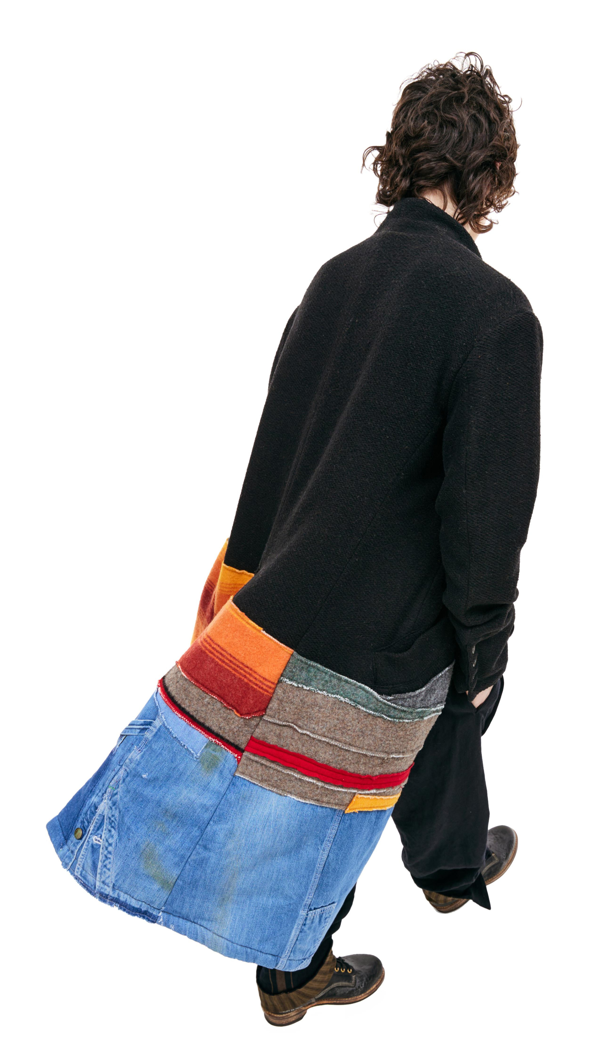 Greg Lauren Пальто пэчворк из шерсти