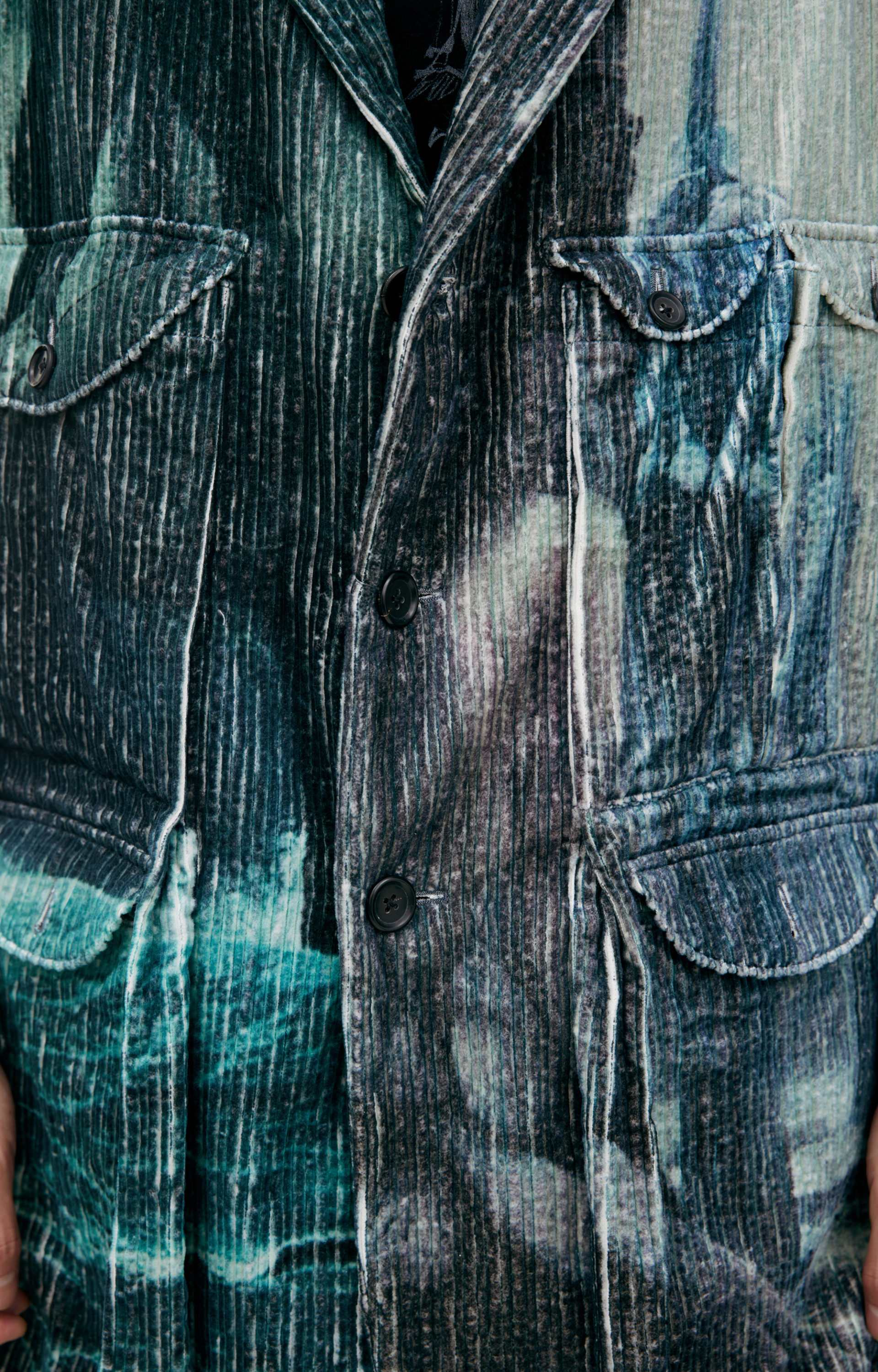 Yohji Yamamoto Вельветовый пиджак с монопринтом