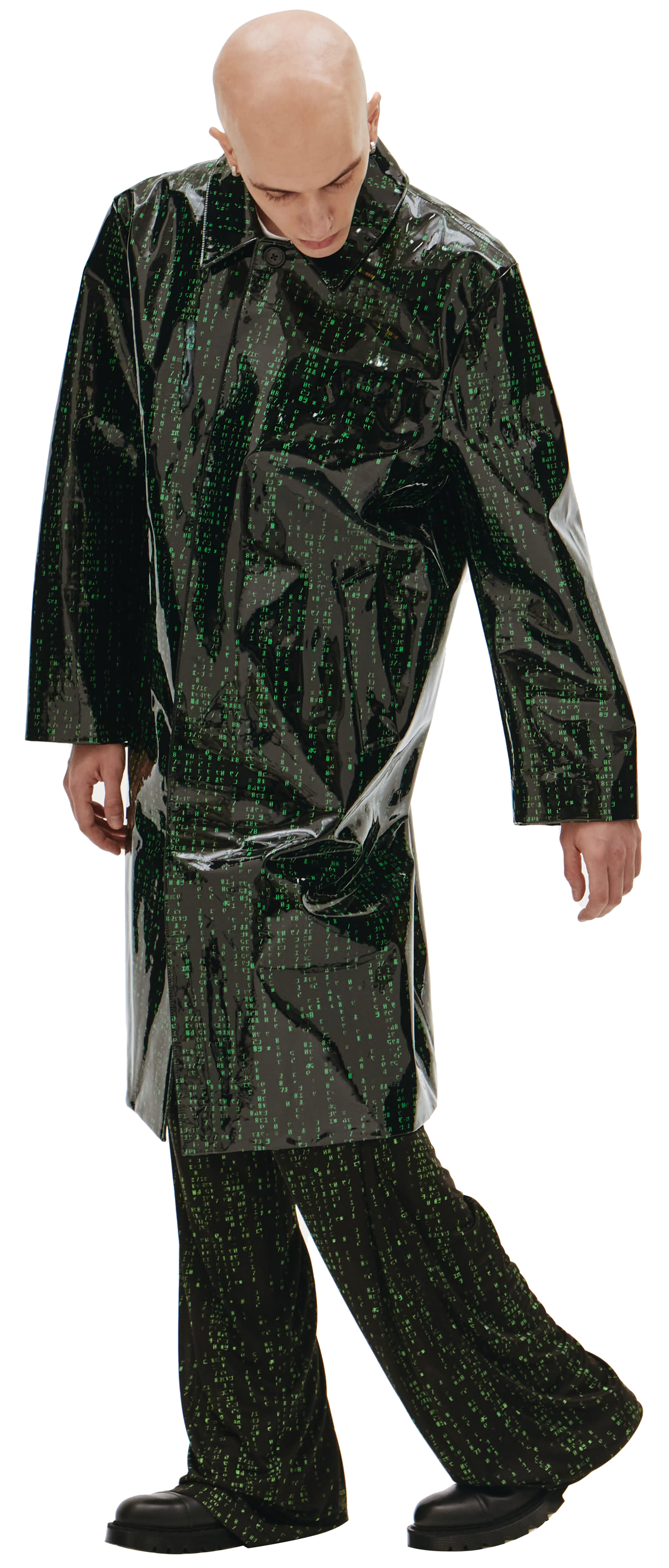 VETEMENTS Лаковое пальто с принтом Матрица