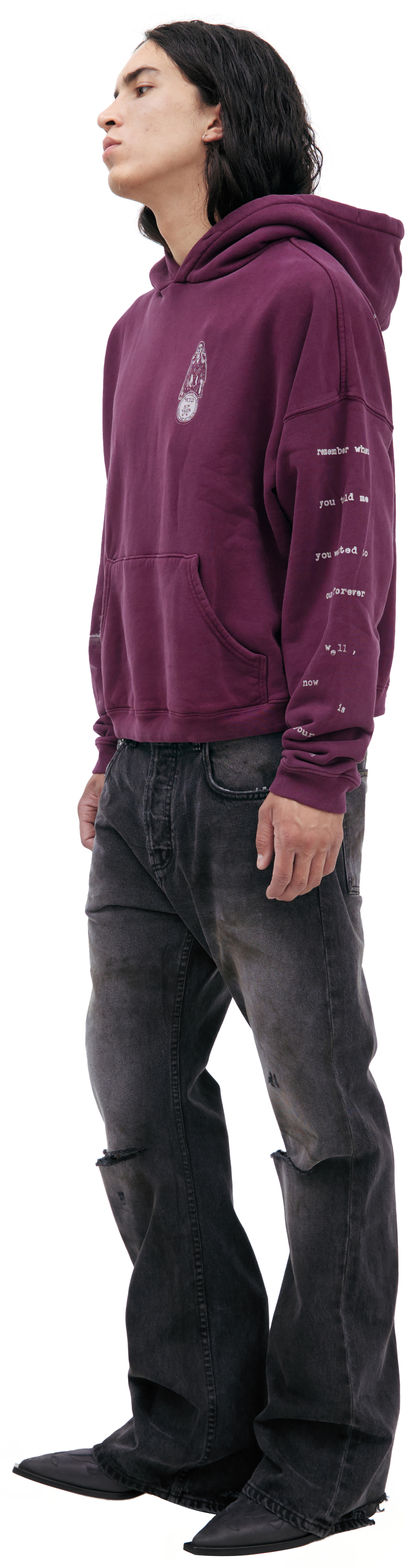 Enfants Riches Déprimés Бордовое худи с принтом