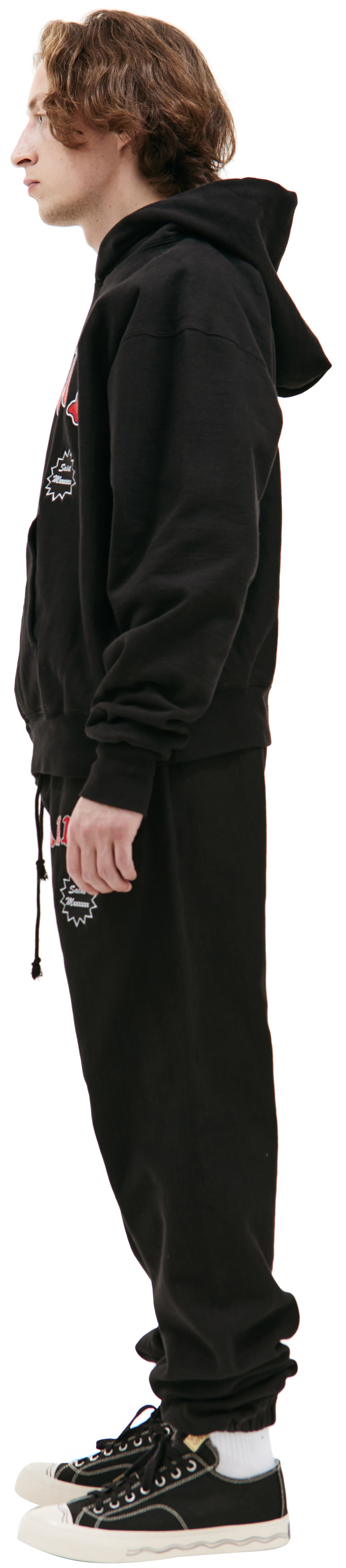 Saint Michael Черное худи с контрастным логотипом