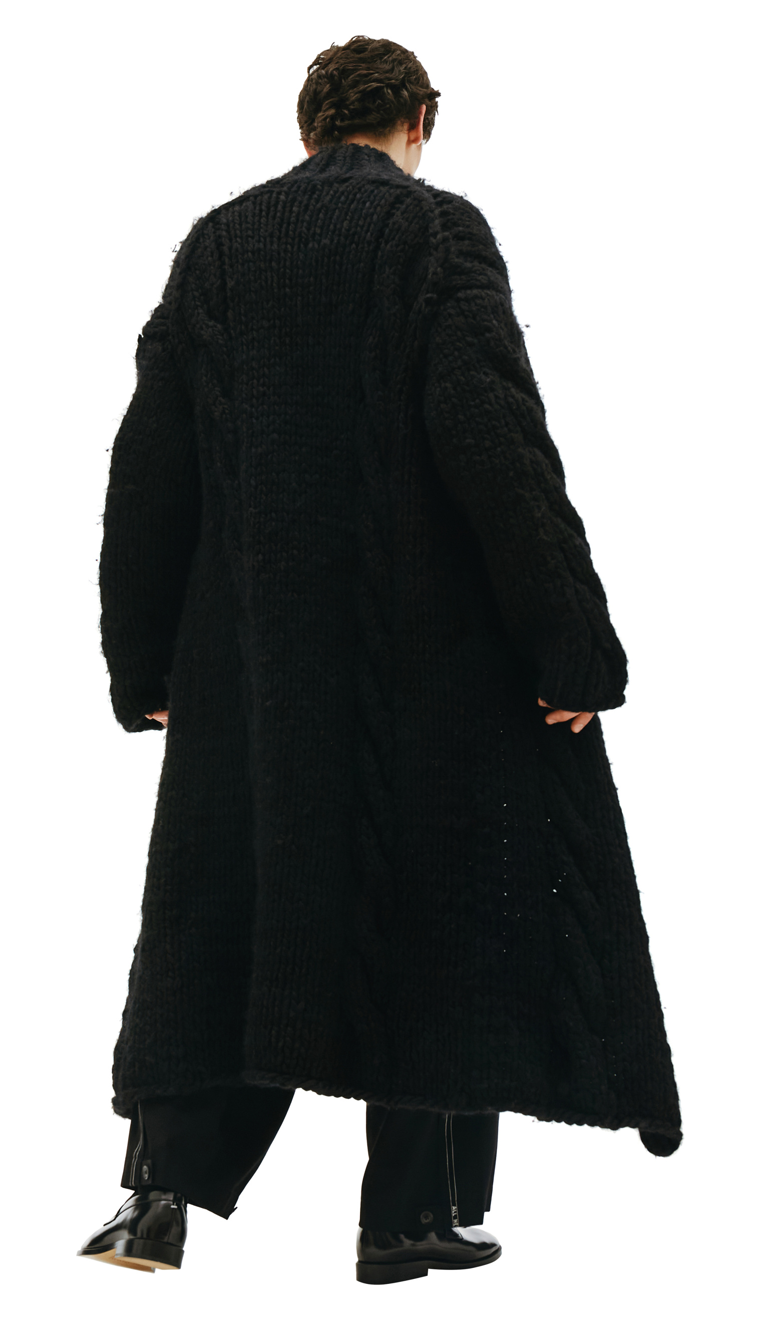 Yohji Yamamoto Шерстяное пальто крупной вязки