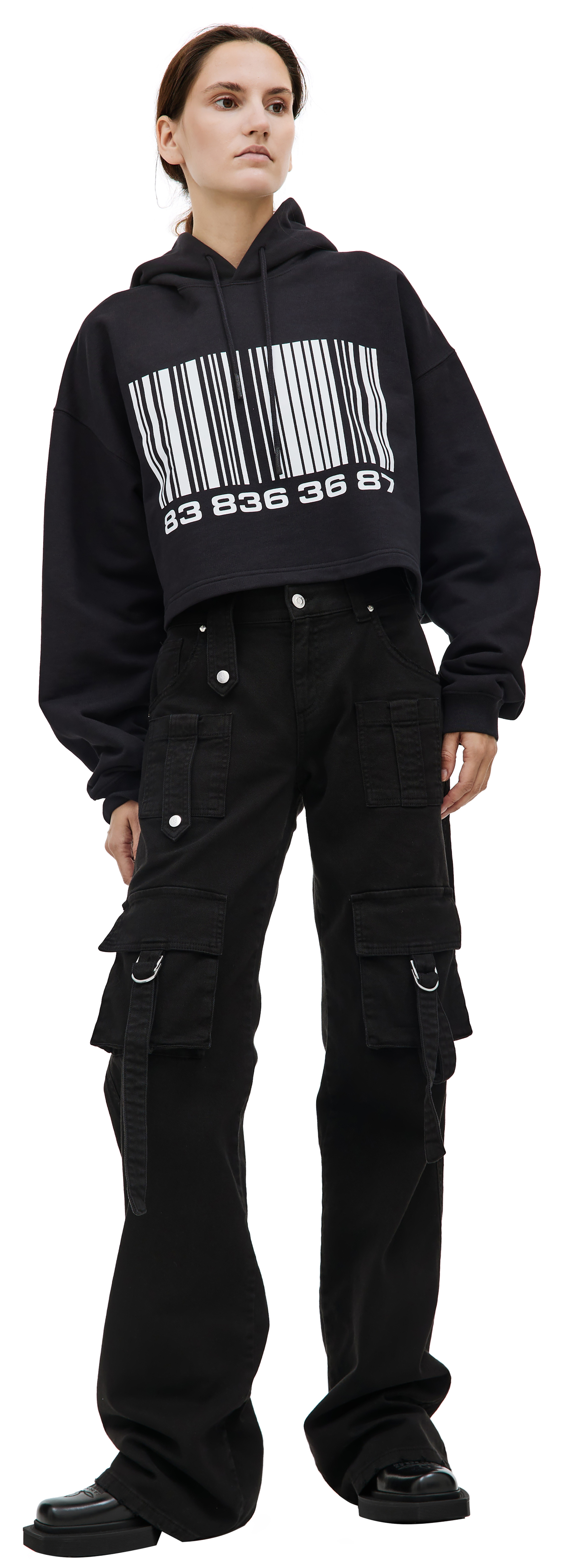 VTMNTS Укороченное худи с принтом Barcode