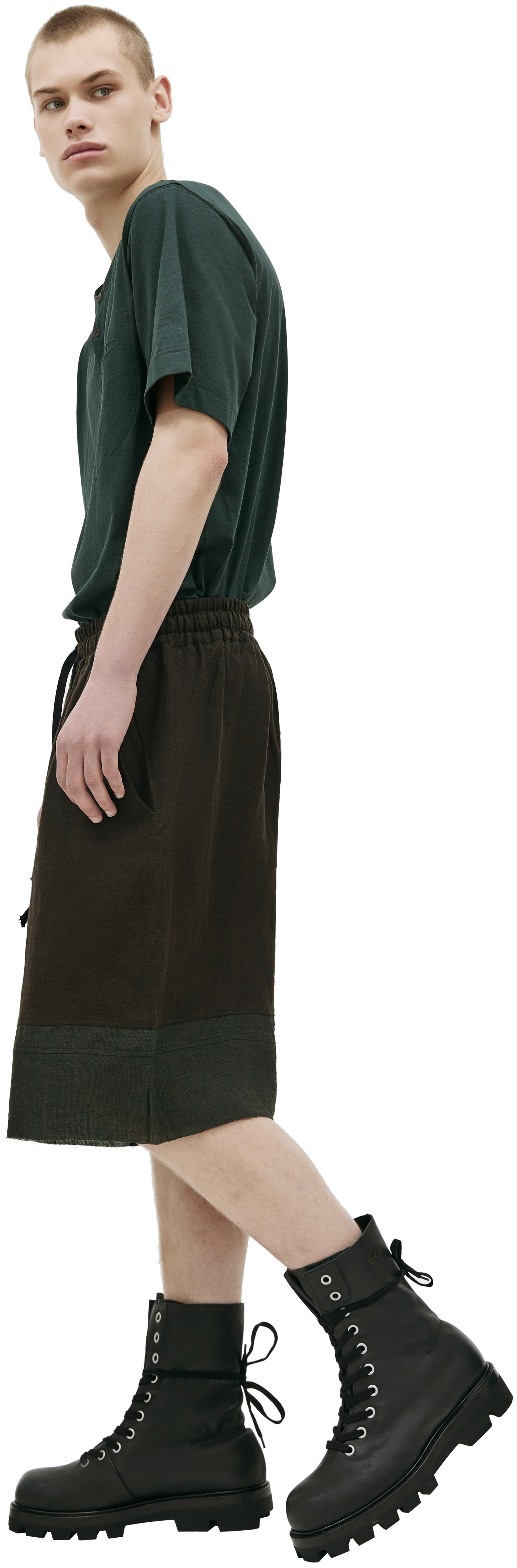 Ziggy Chen Льняные шорты с контрастной вставкой