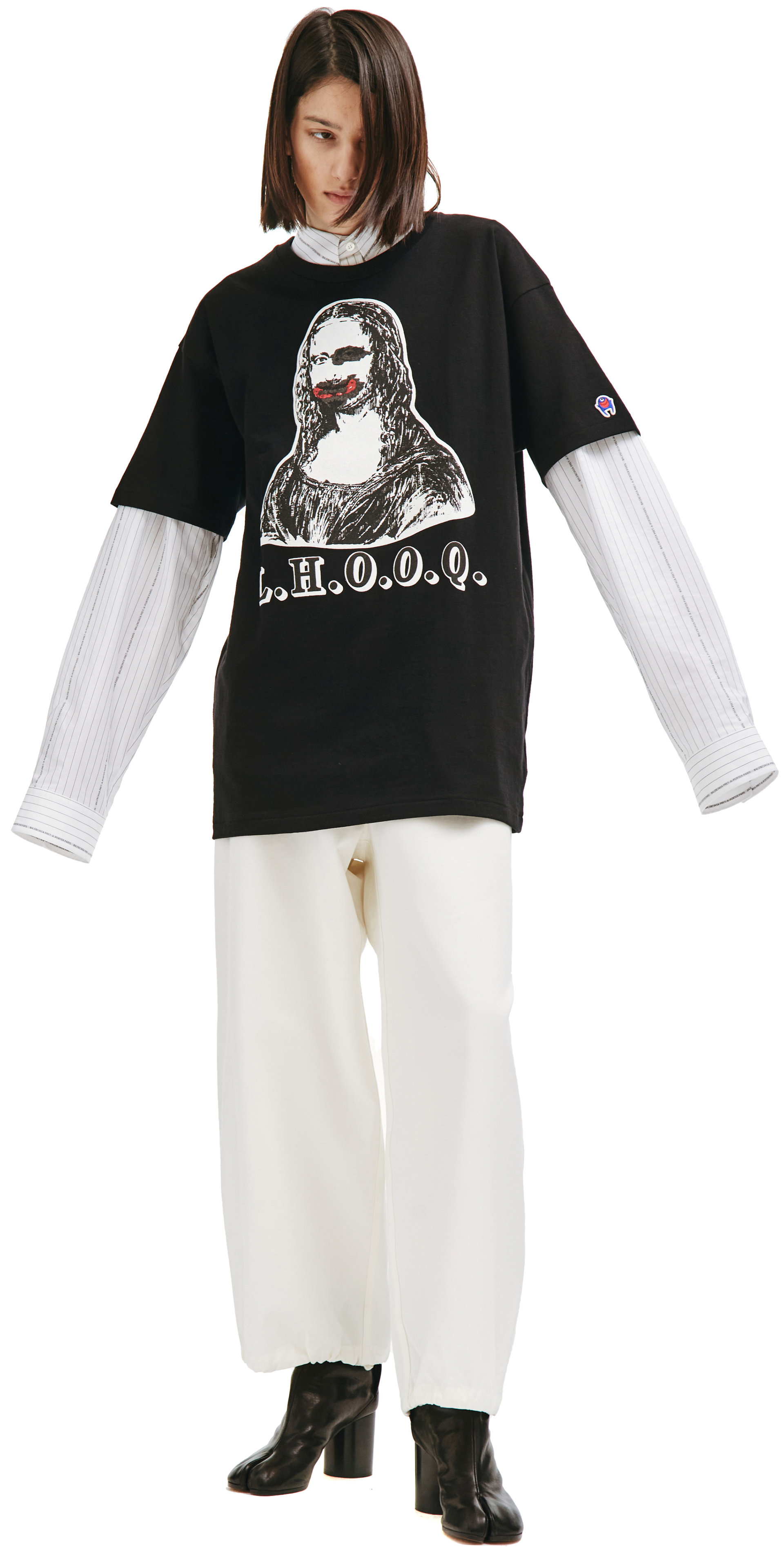 Readymade Черная футболка с принтом Мона Лиза