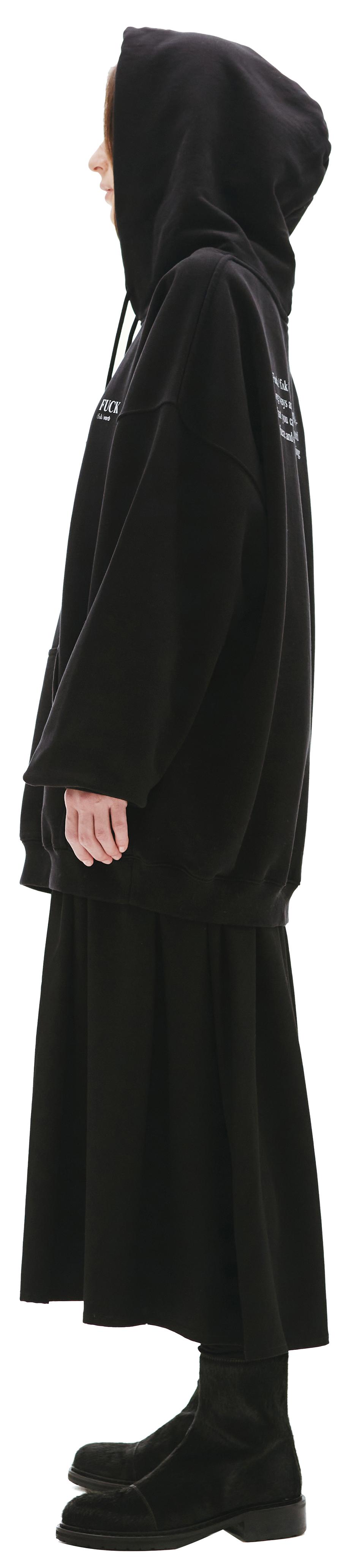 VETEMENTS Черное худи с принтом Fuck Verb