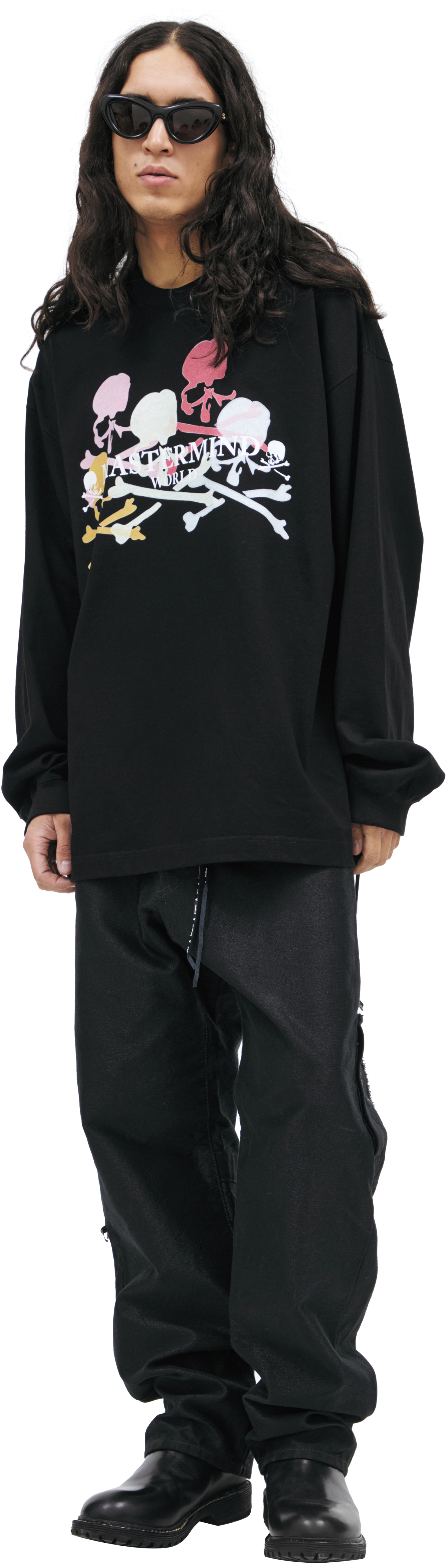 Mastermind WORLD Черный лонгслив с принтом