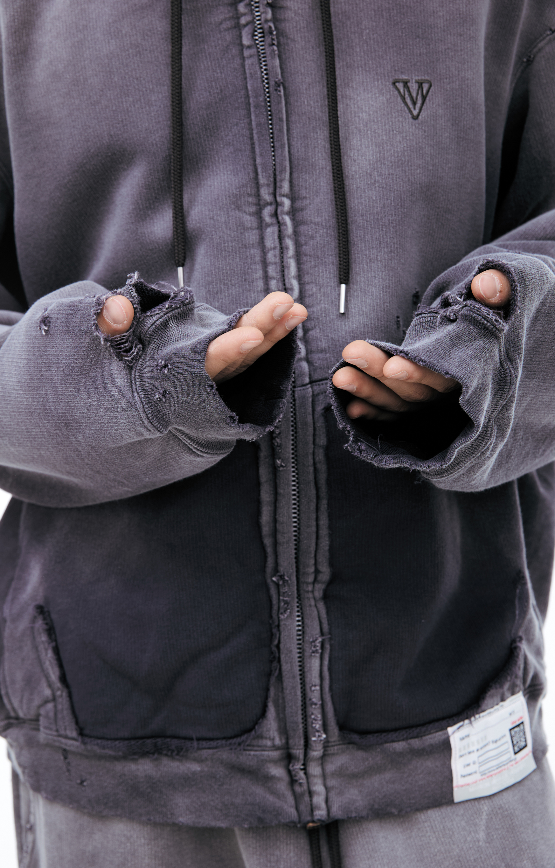 Maison Mihara Yasuhiro Серое худи на молнии