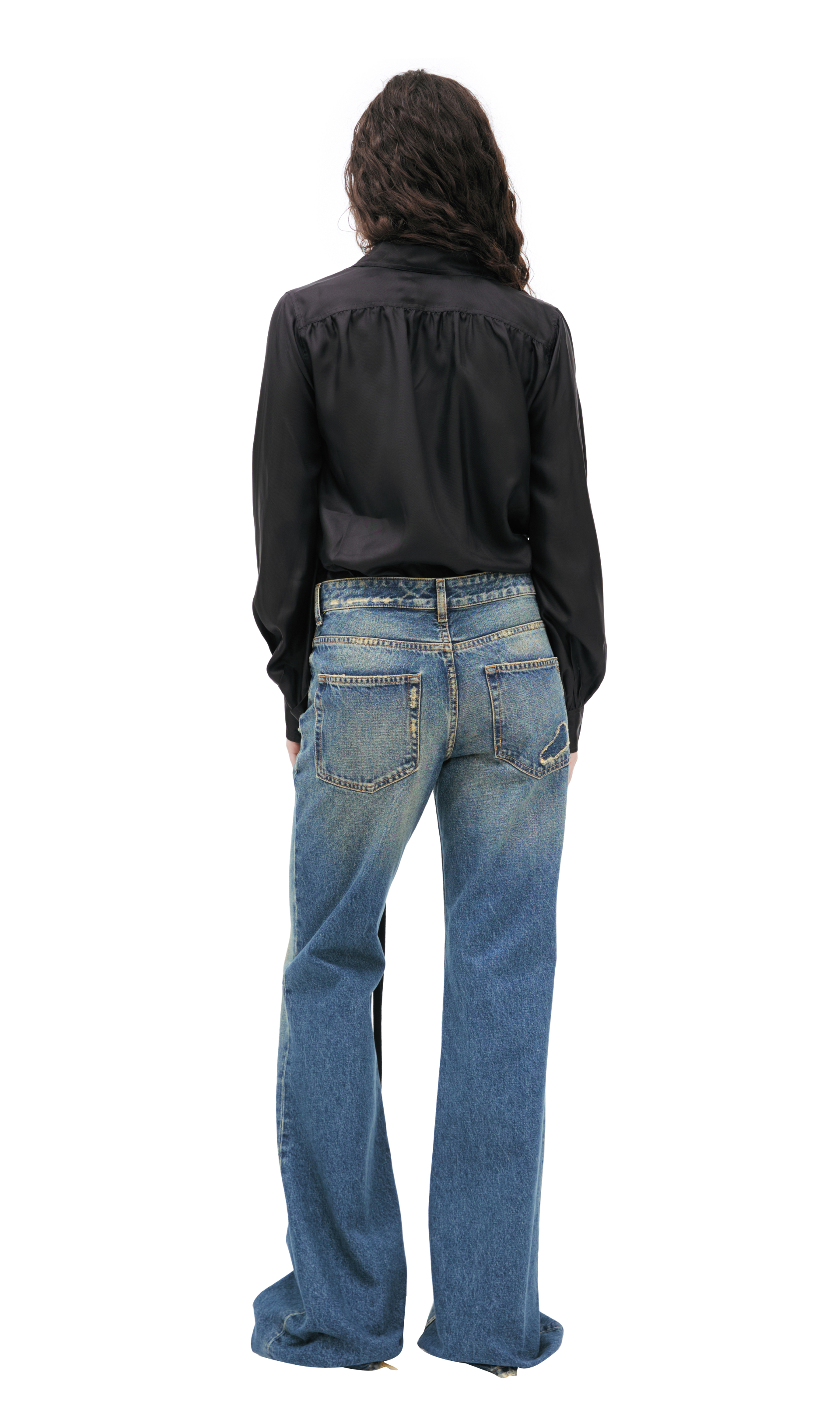 Ann Demeulemeester Расклешенные джинсы с потертостями