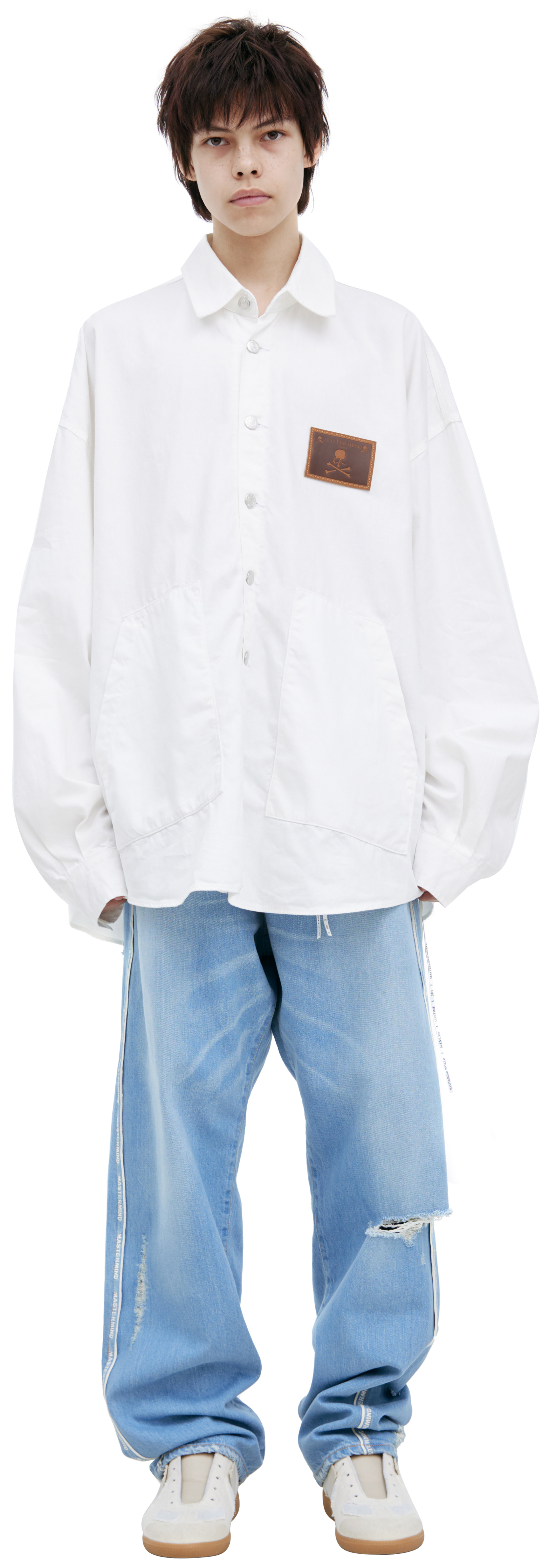 Mastermind WORLD Белая рубашка с вышивкой