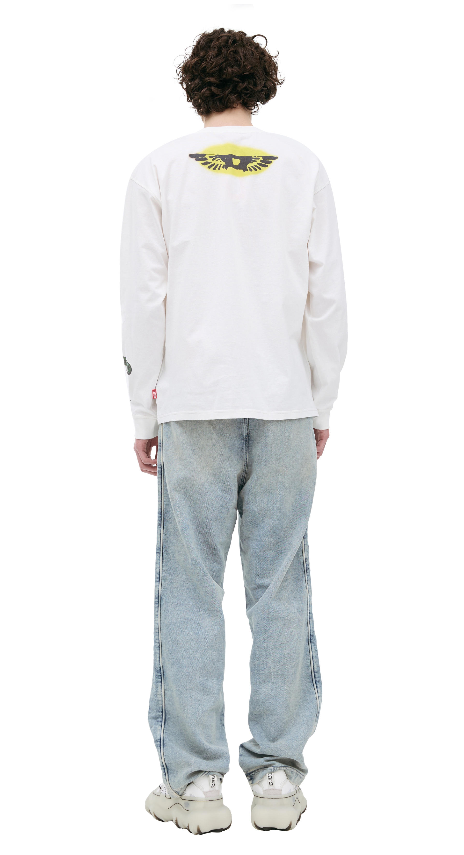 Diesel Белый лонгслив с принтом