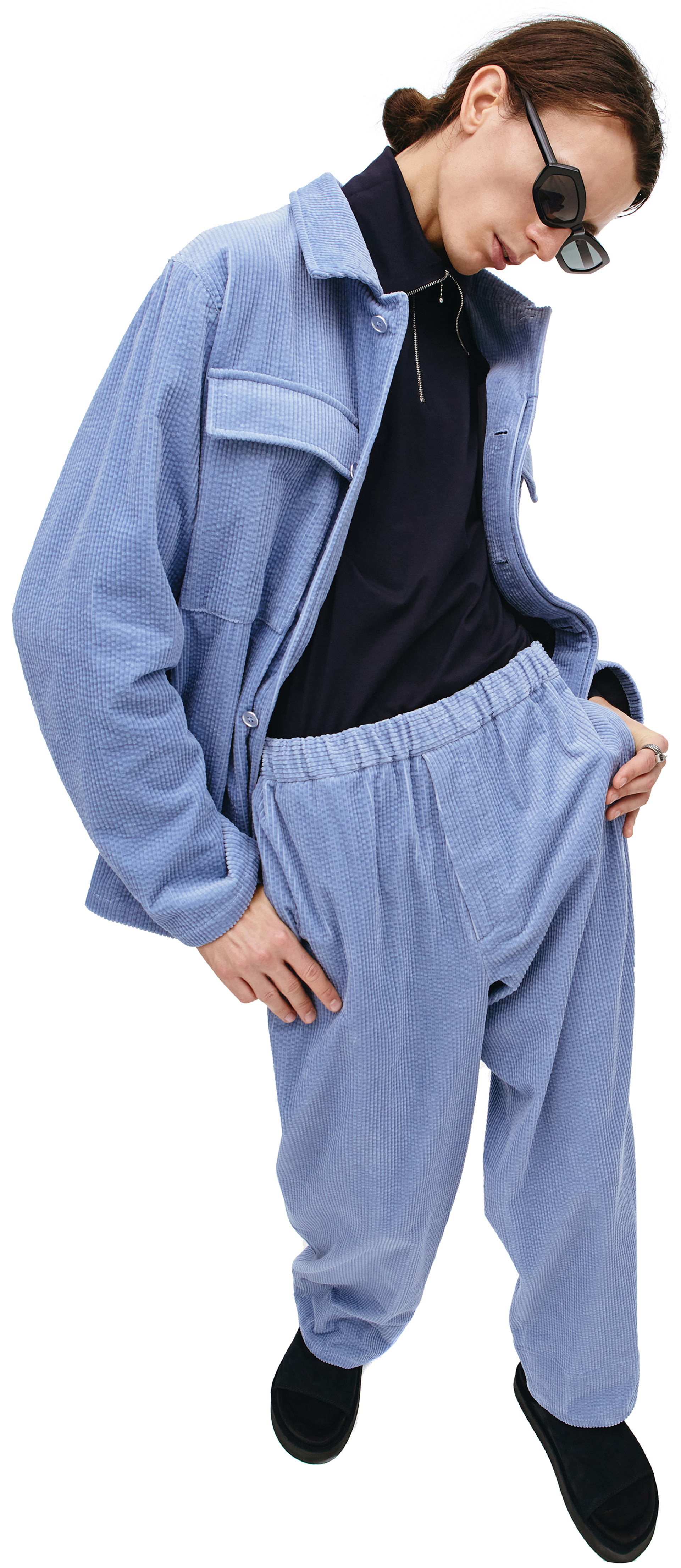 Jil Sander Вельветовая рубашка с накладными карманами