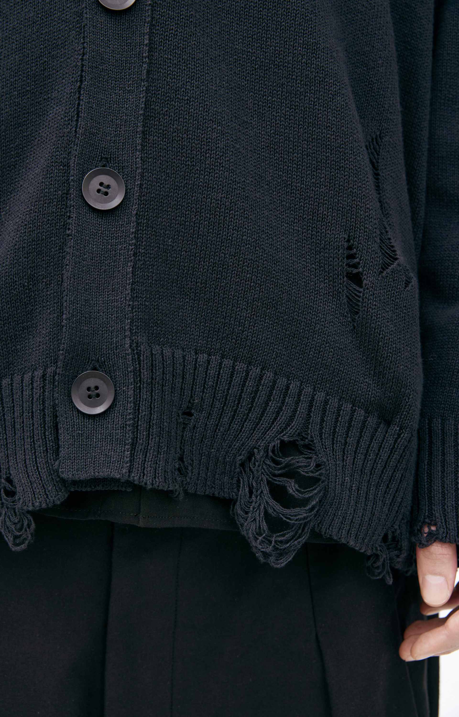 Yohji Yamamoto Вязаный кардиган с потертостями