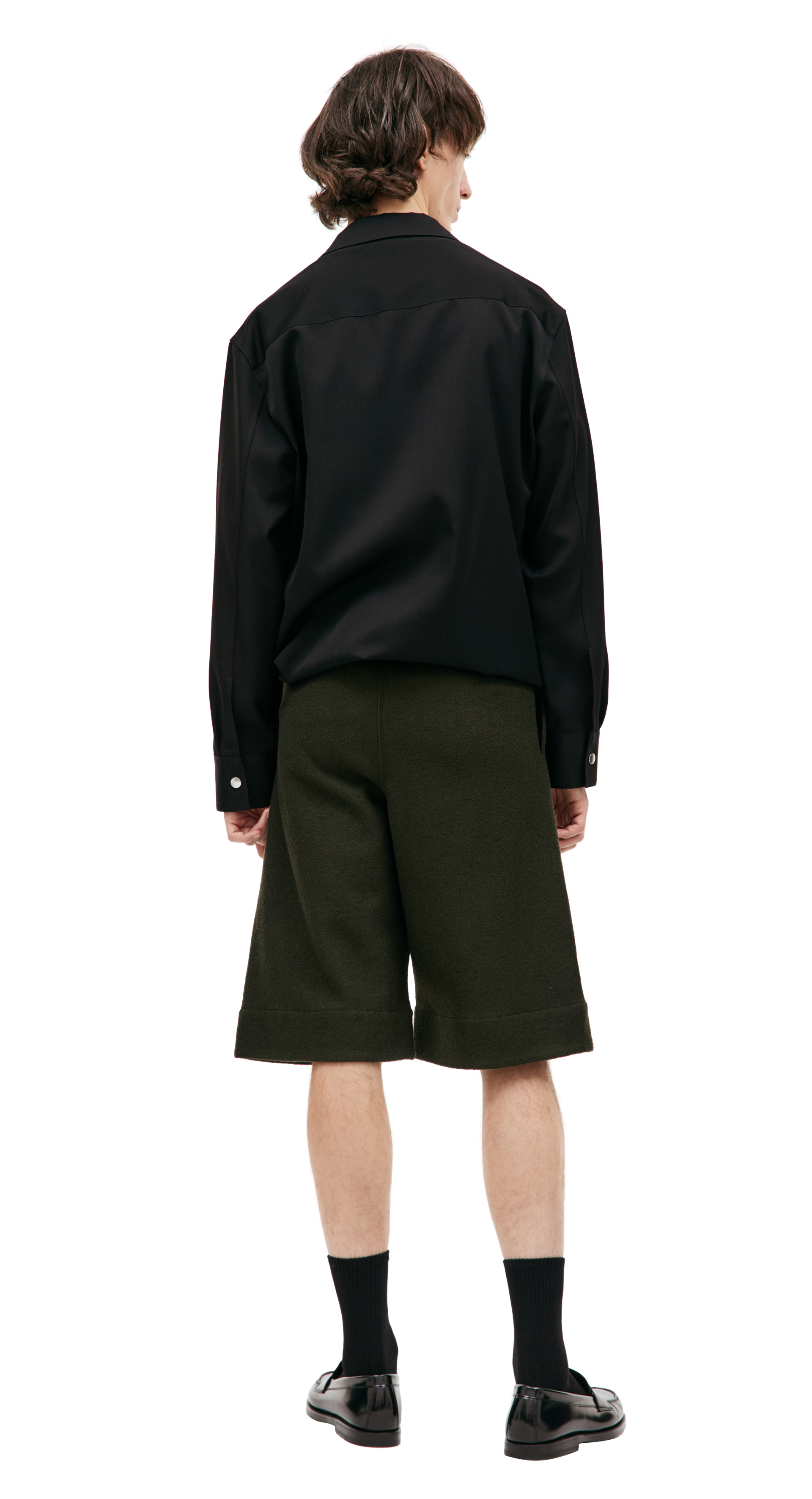 Jil Sander Зеленые шерстяные шорты