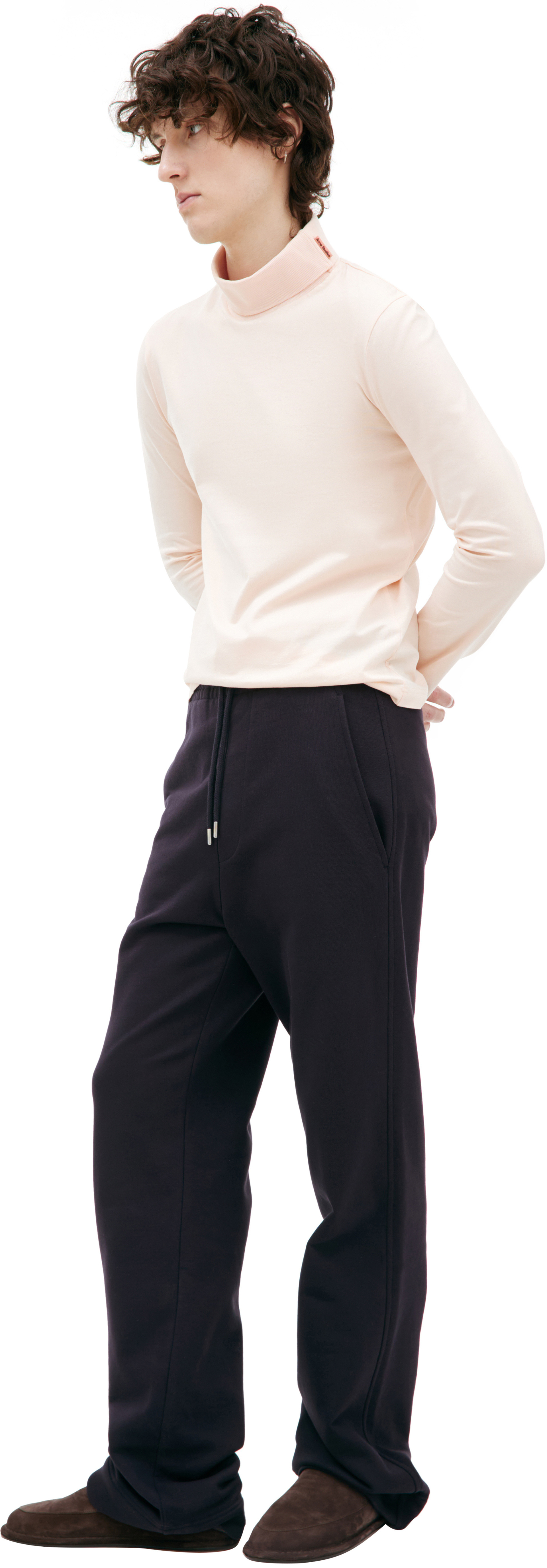 Dries Van Noten Темно-синие брюки из хлопка