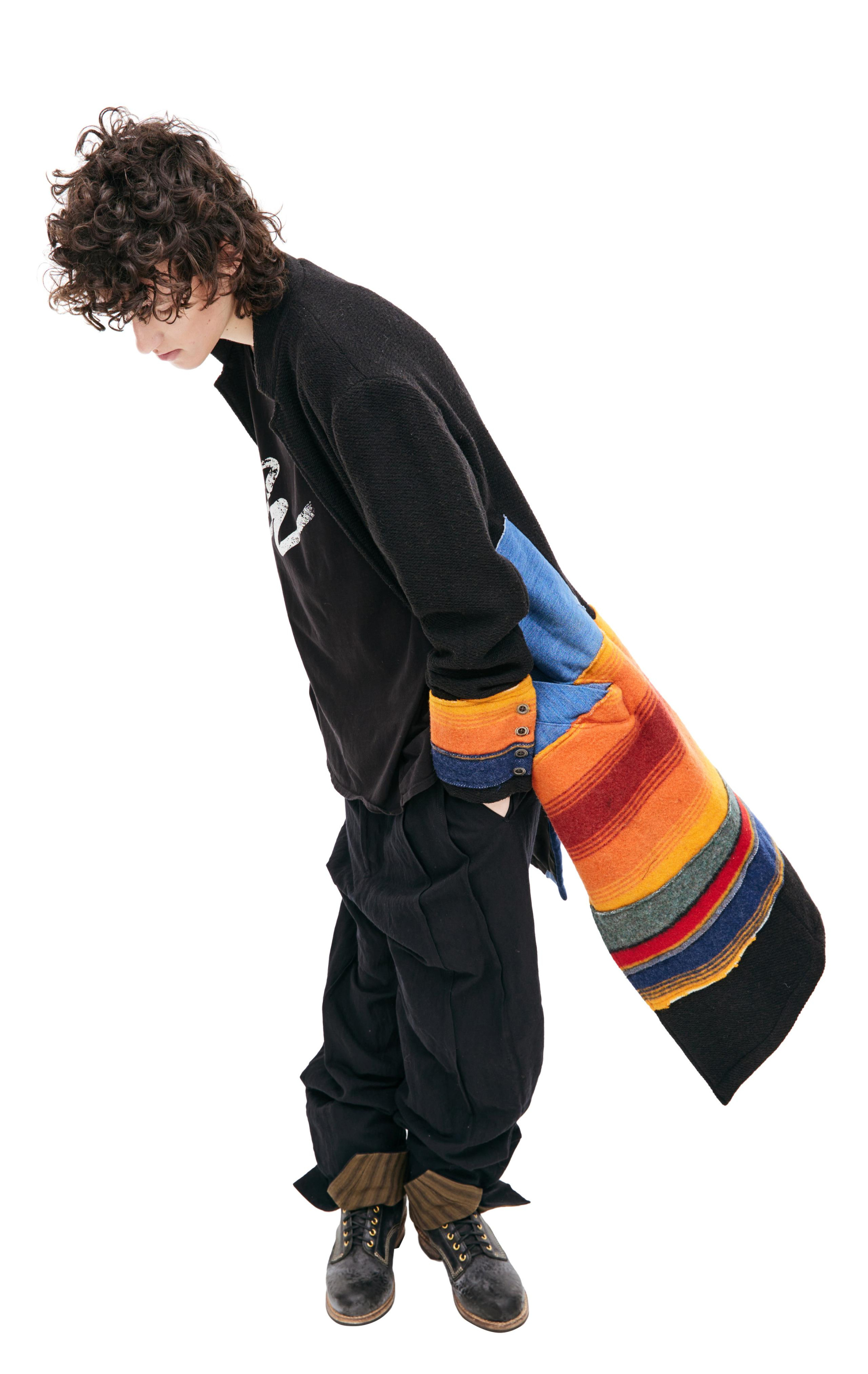 Greg Lauren Пальто пэчворк из шерсти