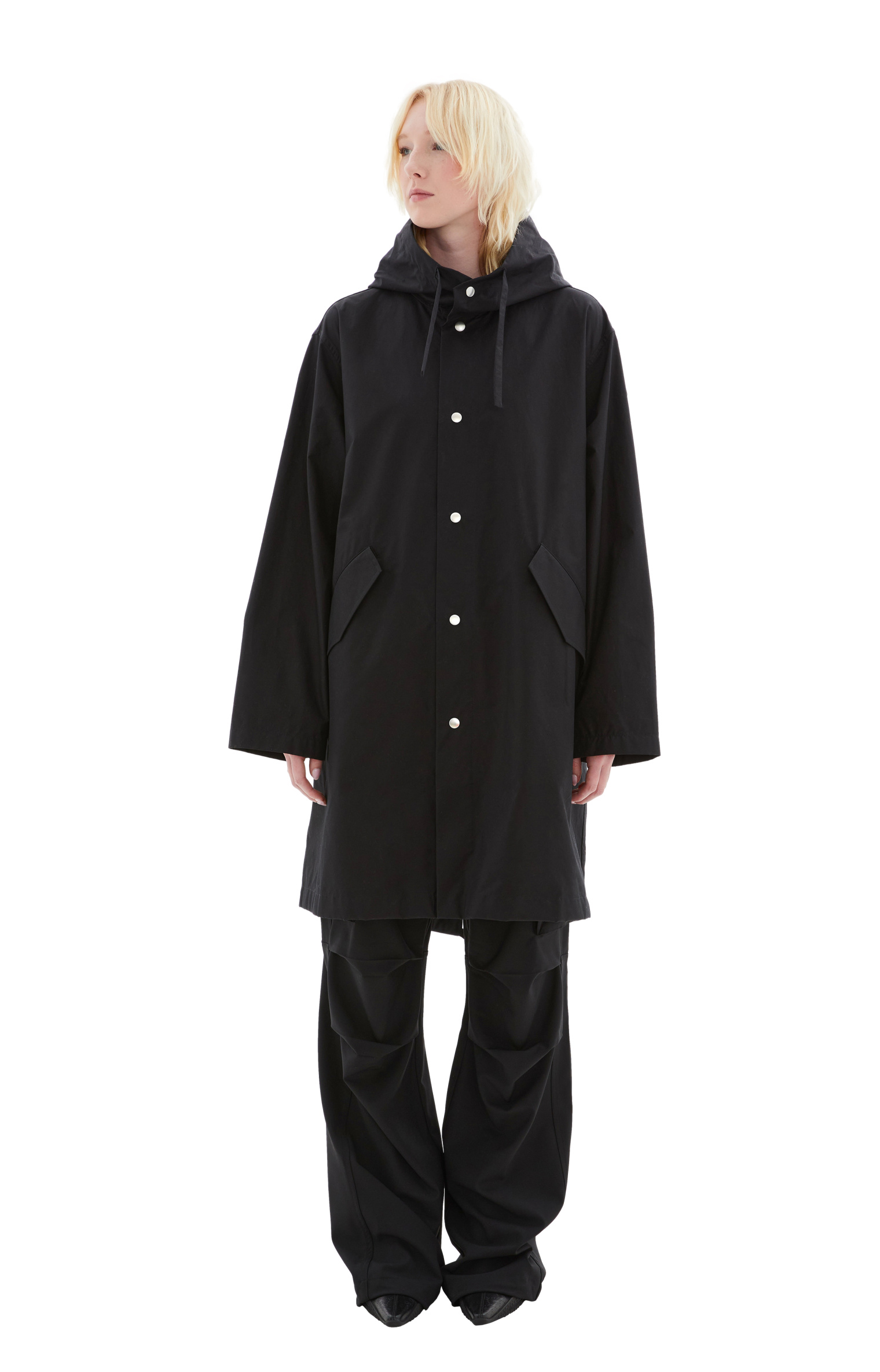 Jil Sander Черная куртка с капюшоном