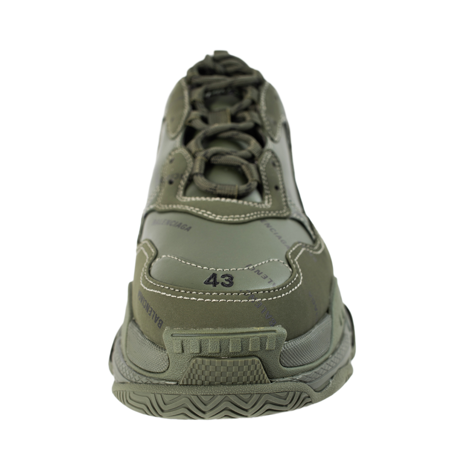 Balenciaga Зеленые кроссовки Triple S с логотипом