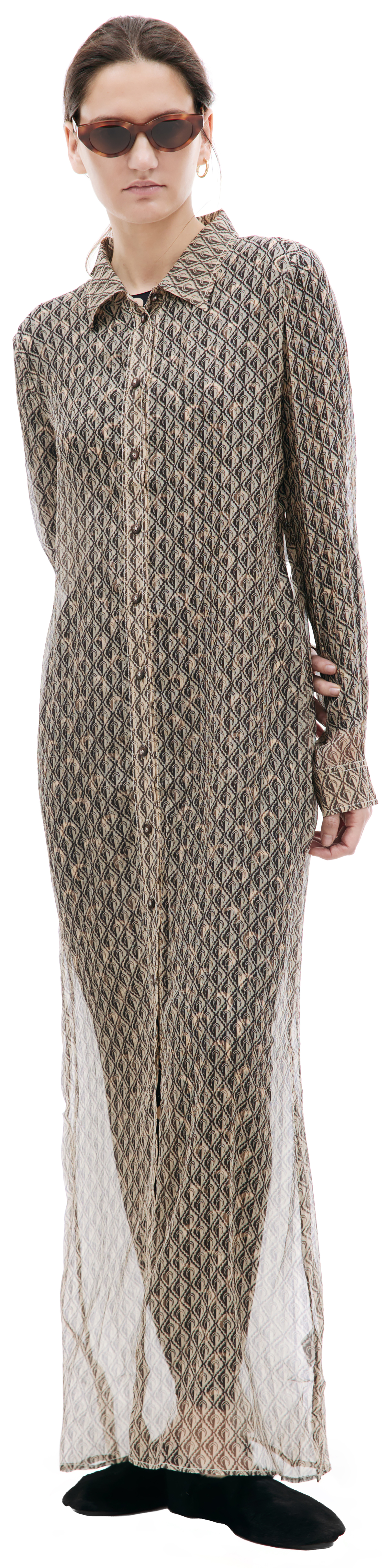 MARINE SERRE Шелковое платье-рубашка