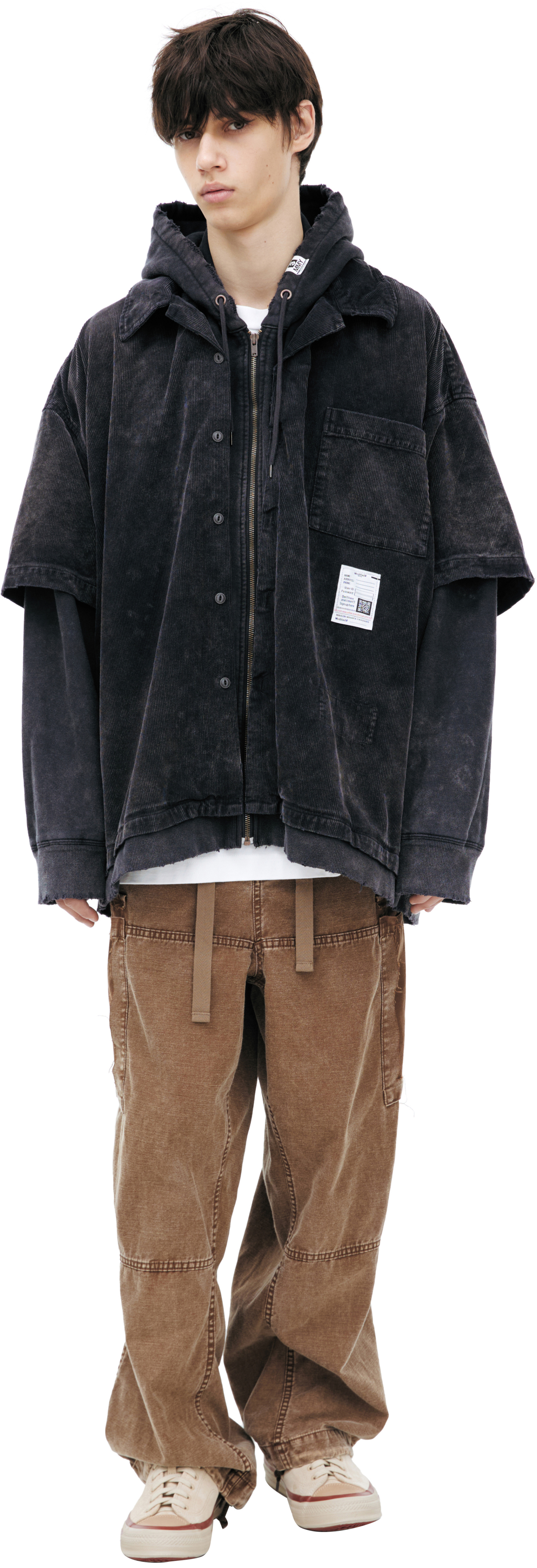 Maison Mihara Yasuhiro Вельветовая рубашка на молнии