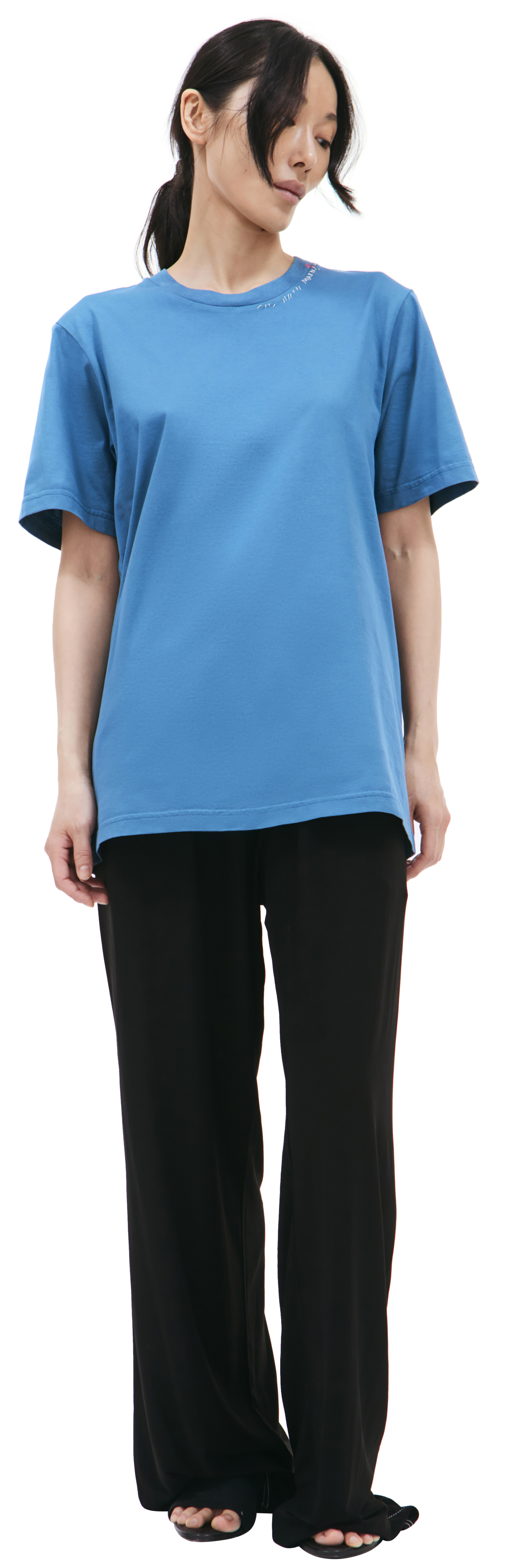 Marni Синяя футболка с принтом