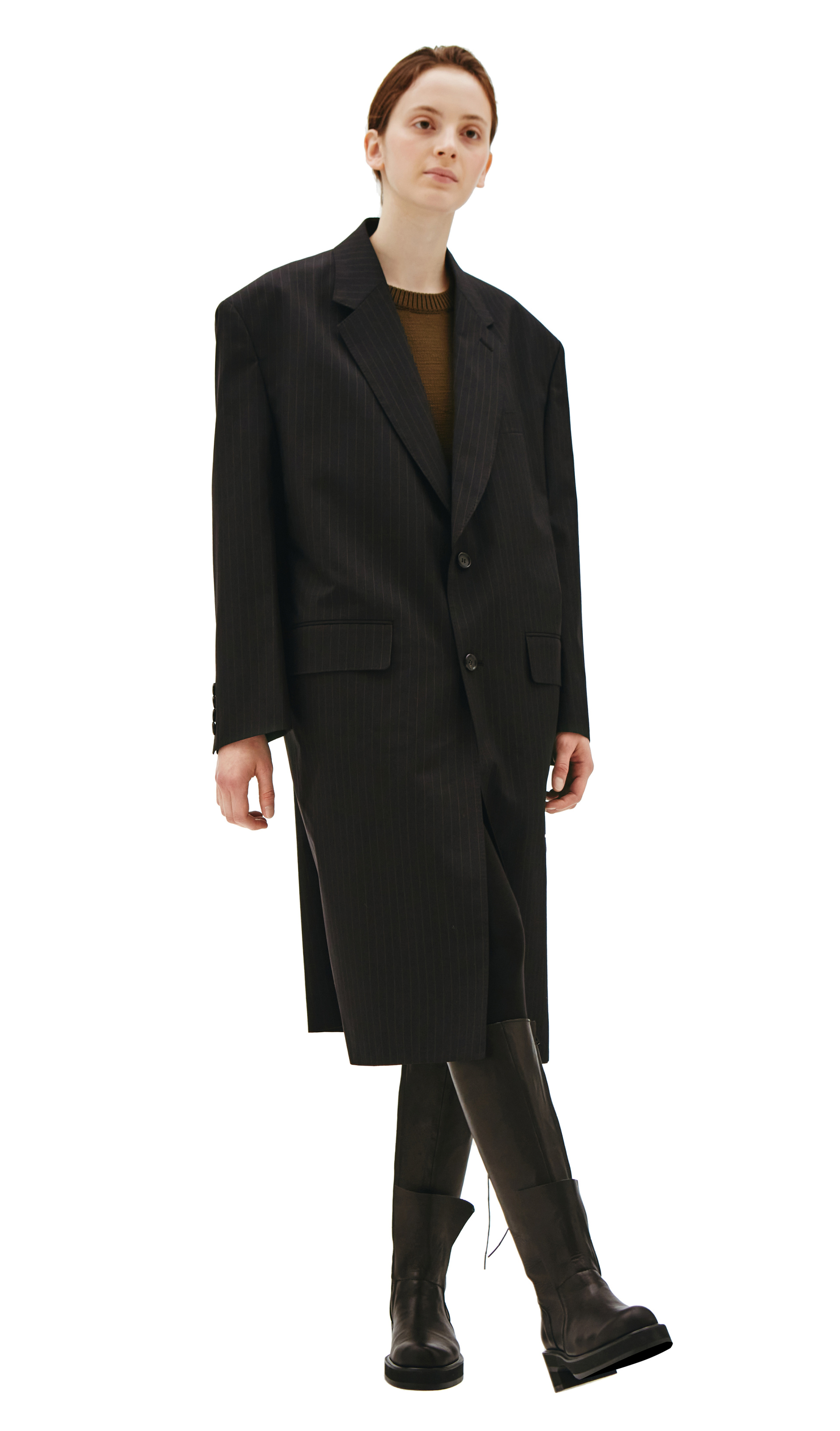 Junya Watanabe Оверсайз пальто в полоску