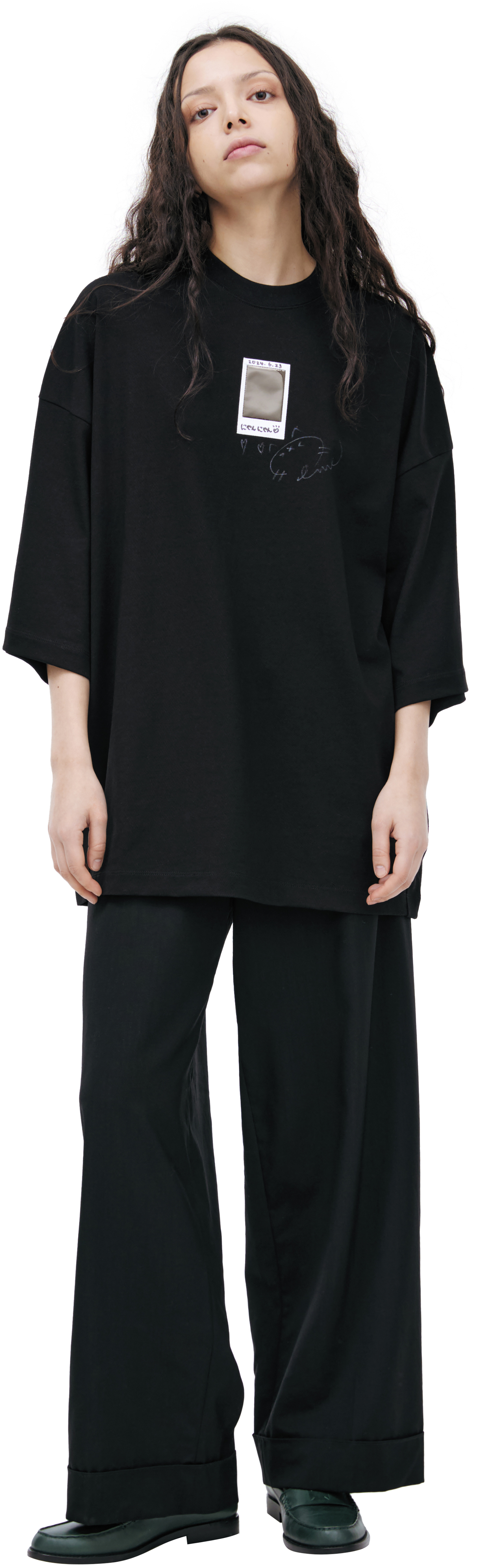 Doublet Футболка-25SS31CS369 черное фото на груди и надпись,черная