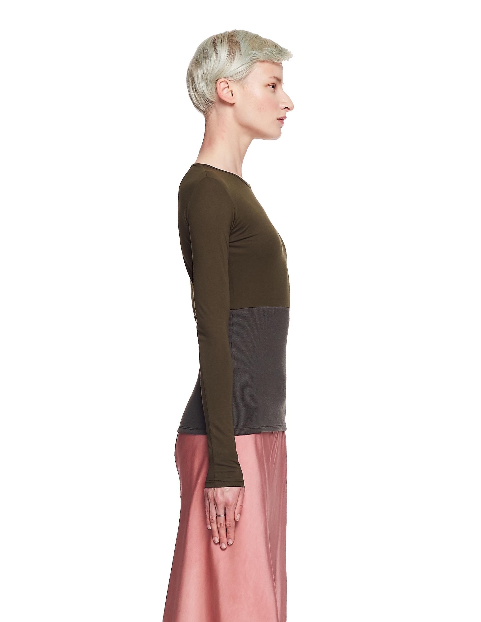 Haider Ackermann Зеленый лонгслив с трикотажным корсетом