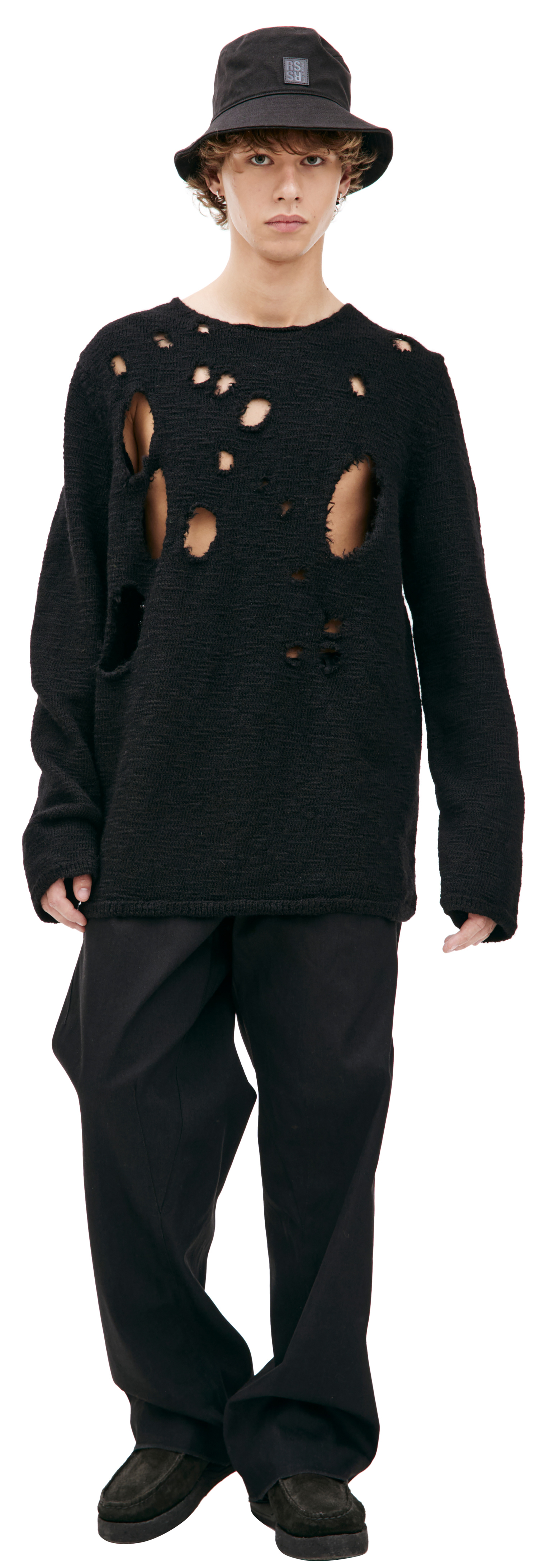 Comme des Garcons Рваный свитер из шерсти