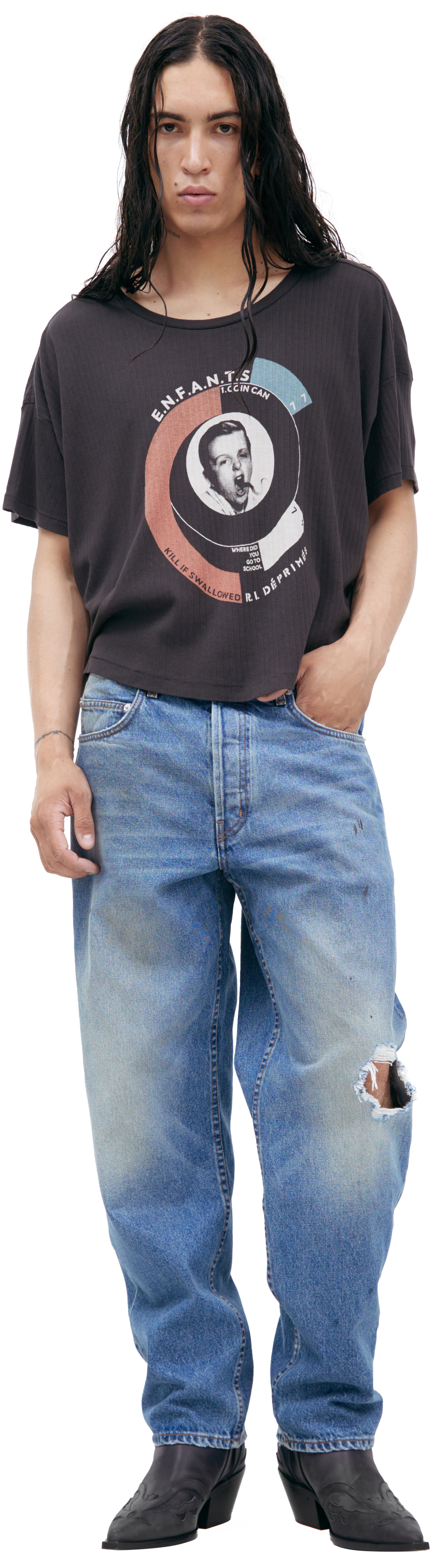 Enfants Riches Déprimés Темно-серая футболка с принтом