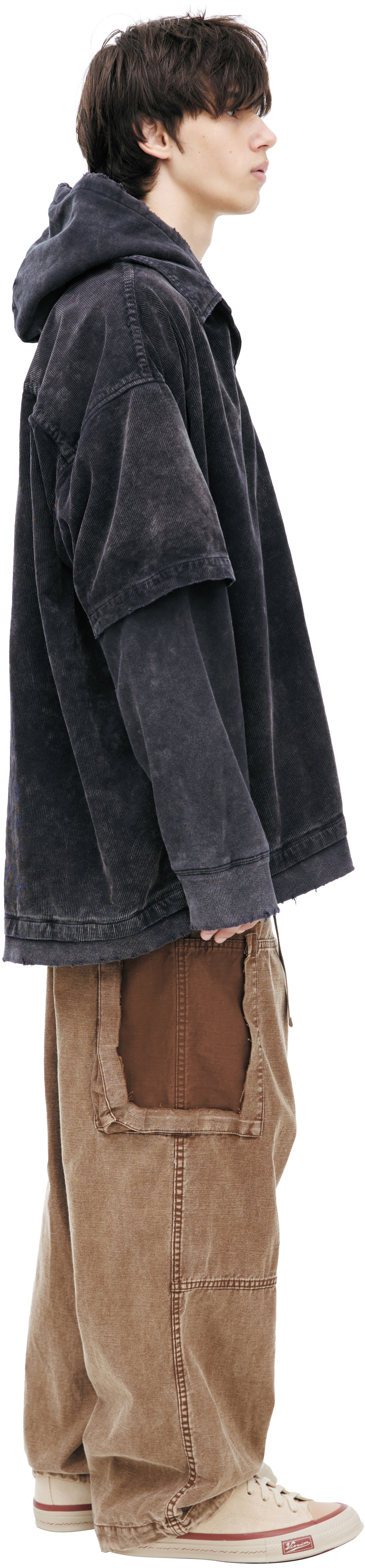 Maison Mihara Yasuhiro Вельветовая рубашка на молнии