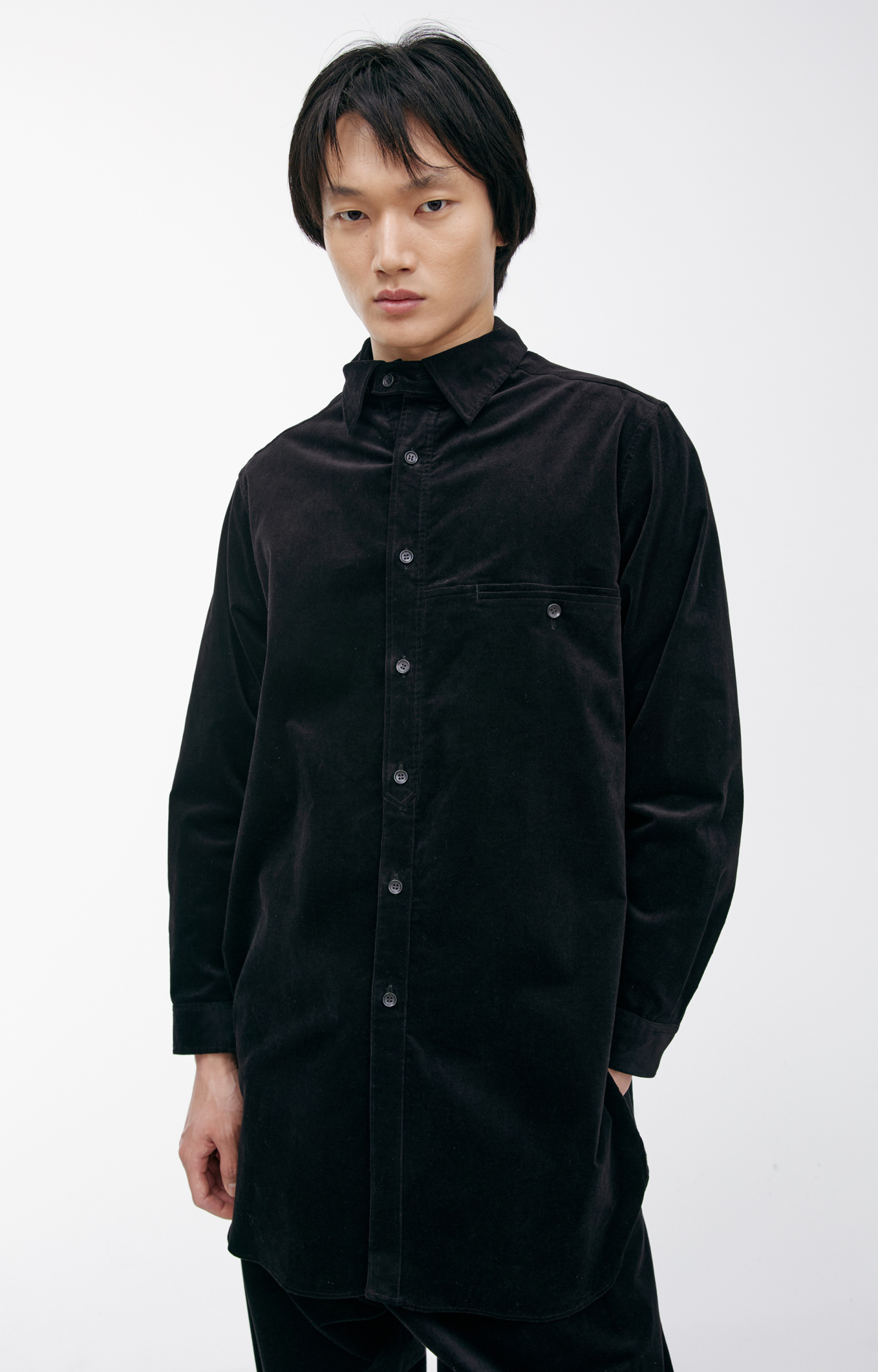 Yohji Yamamoto Черная рубашка из велюра