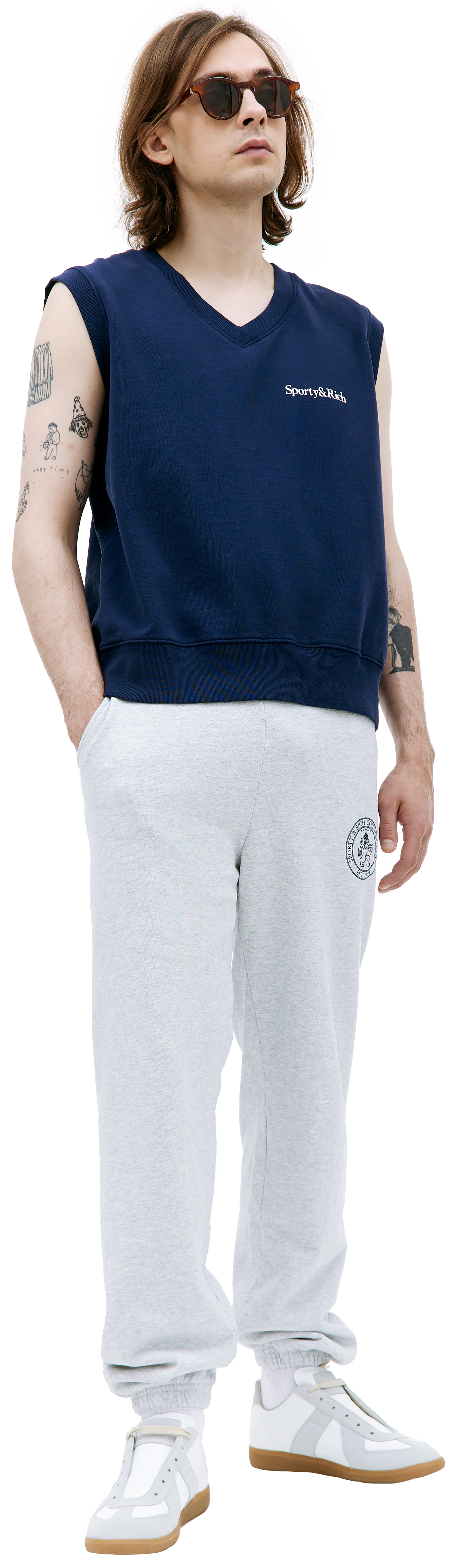SPORTY & RICH Синий жилет с логотипом