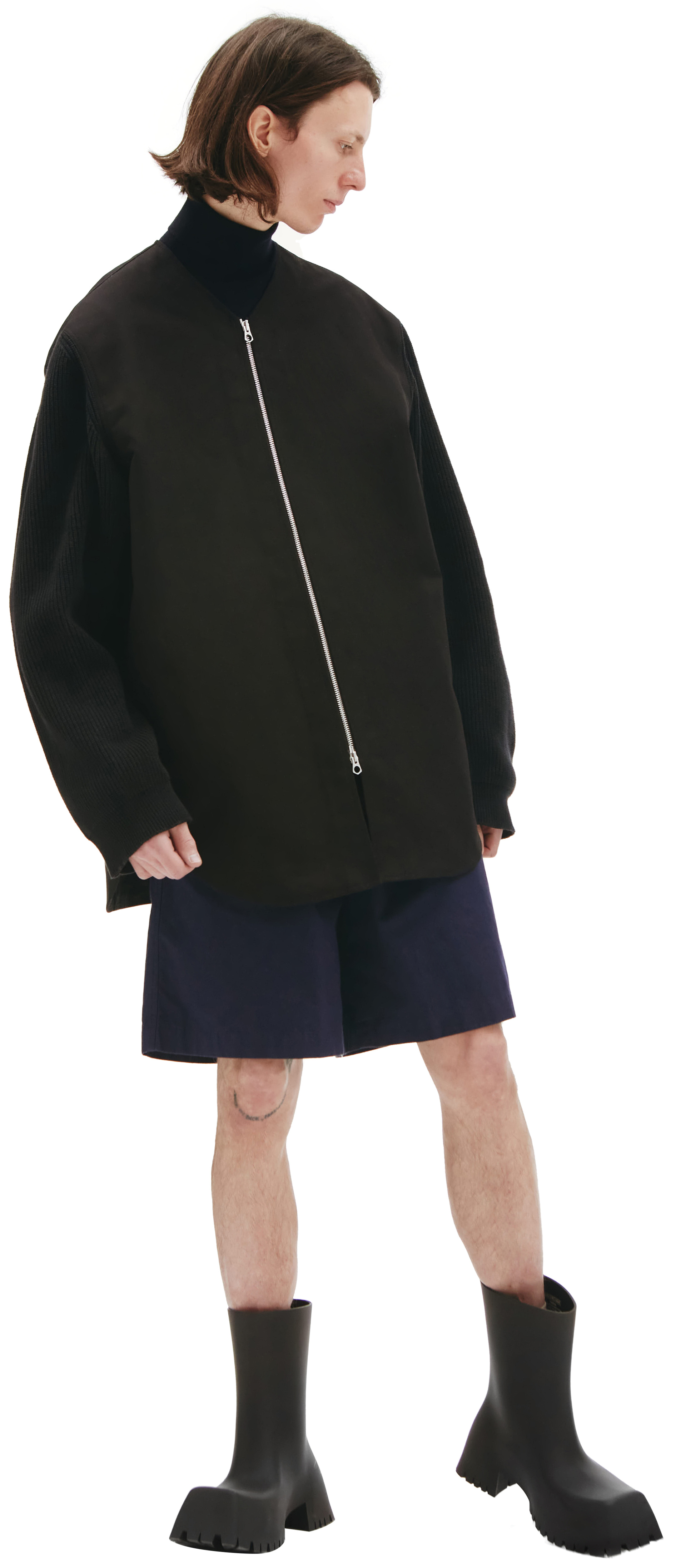 Jil Sander Черная комбинированная куртка