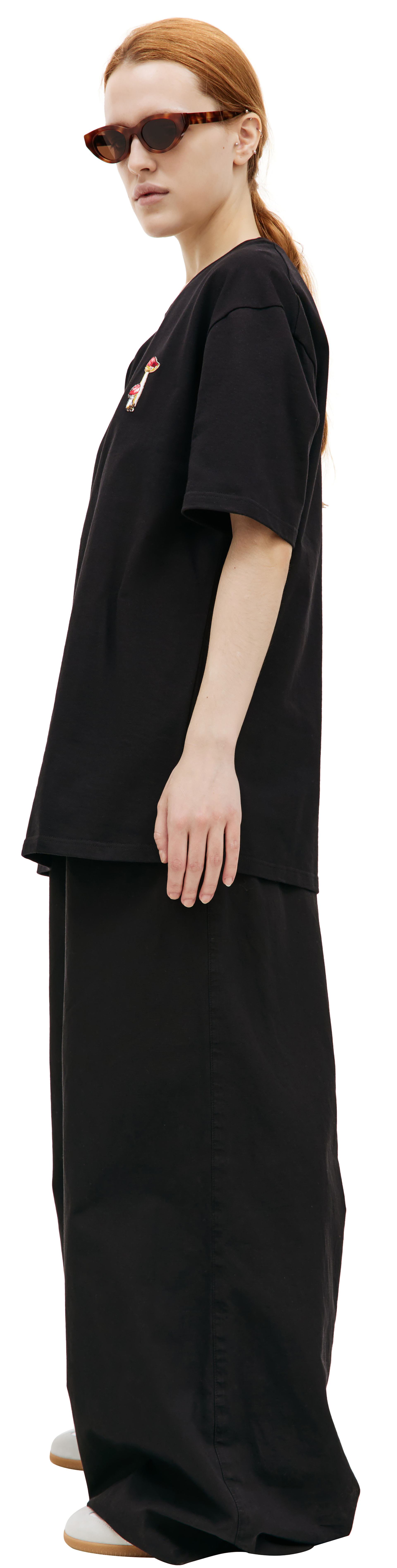 Jil Sander Черная футболка с вышивкой