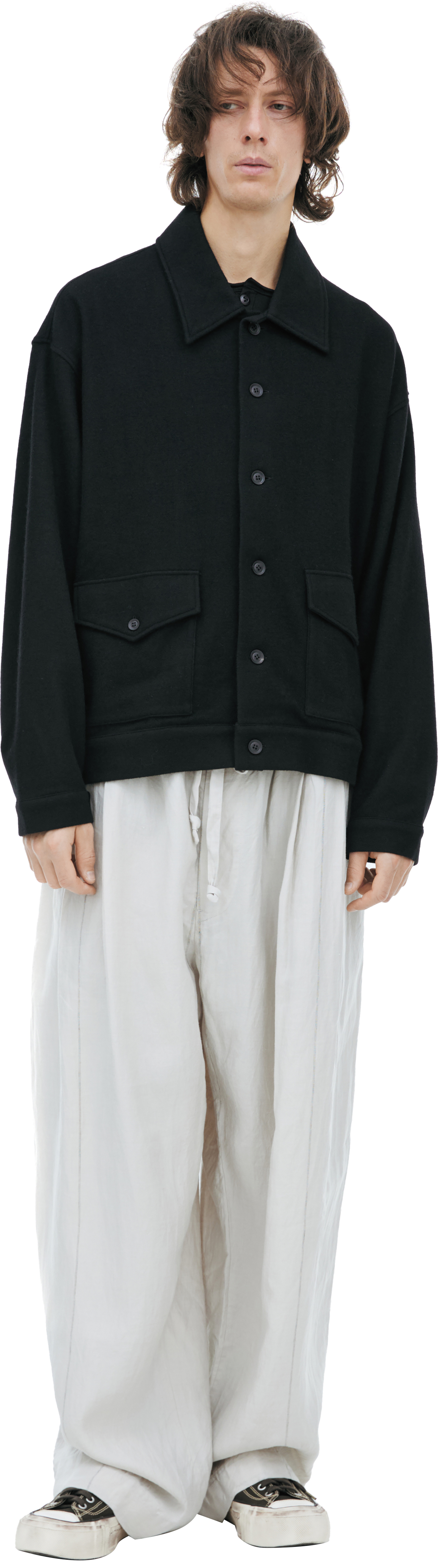 Yohji Yamamoto Шерстяная рубашка с карманами