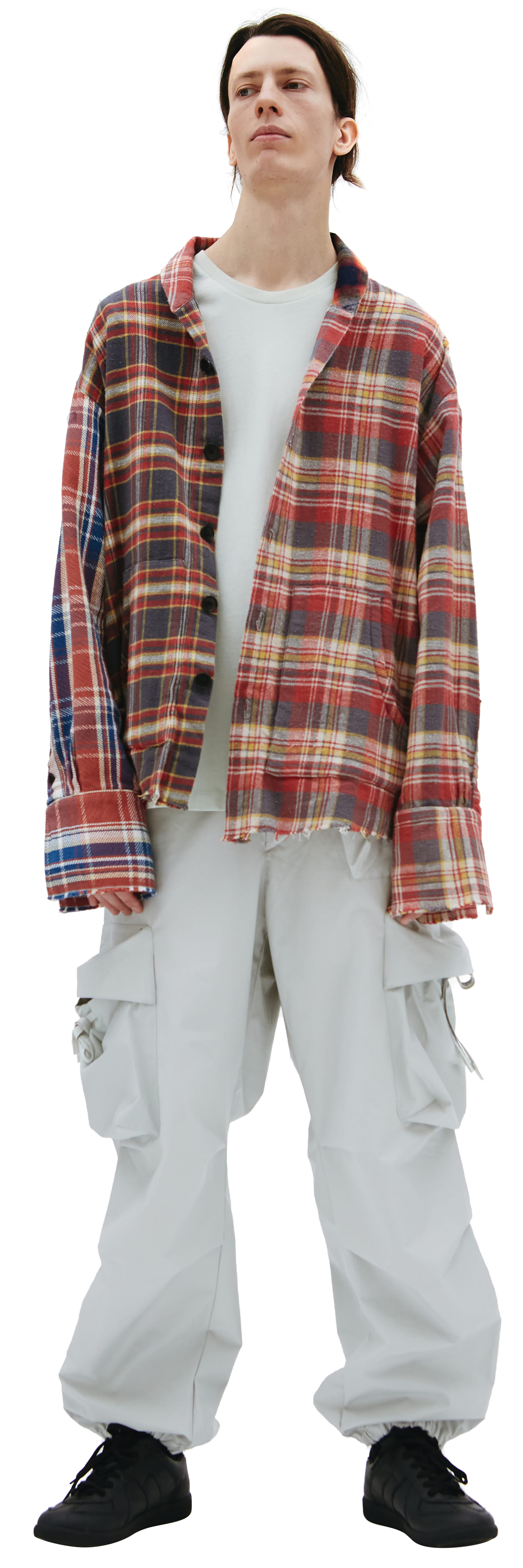 Greg Lauren Клетчатая рубашка с накладными карманами