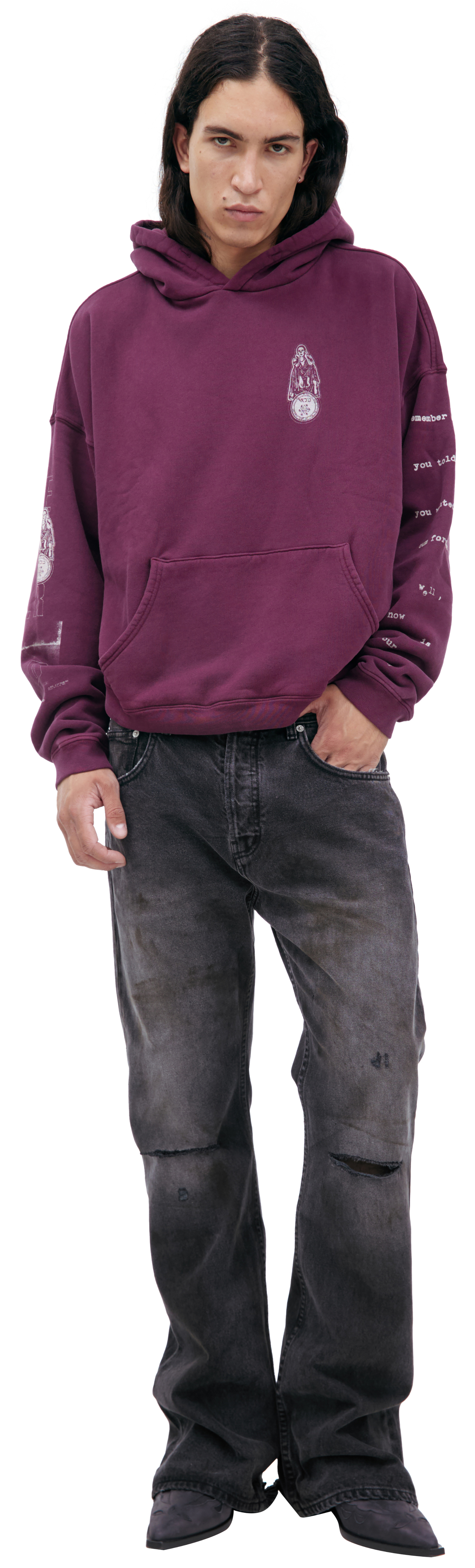 Enfants Riches Déprimés Бордовое худи с принтом