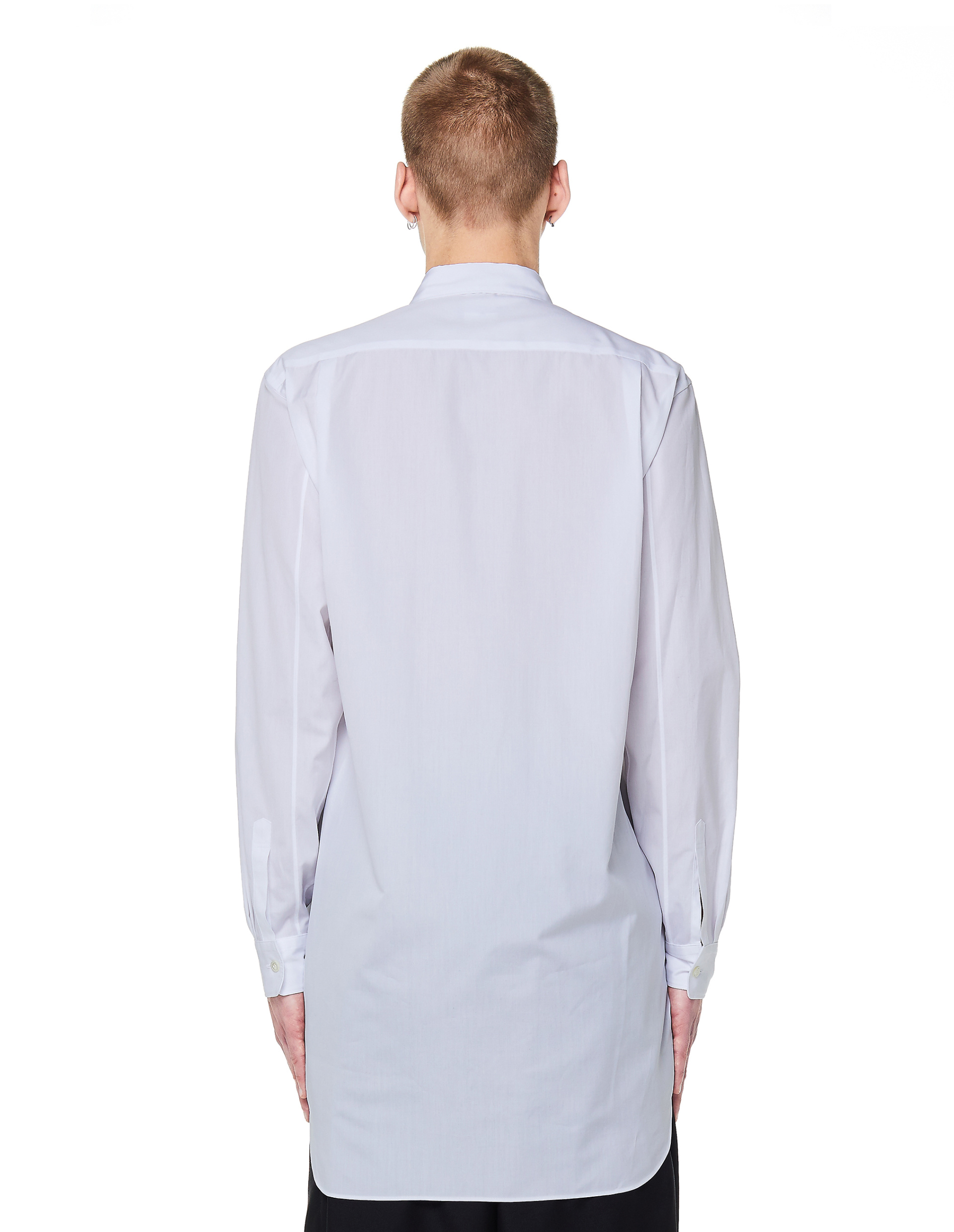 Comme des Garcons Homme plus Белая хлопковая рубашка со сборками