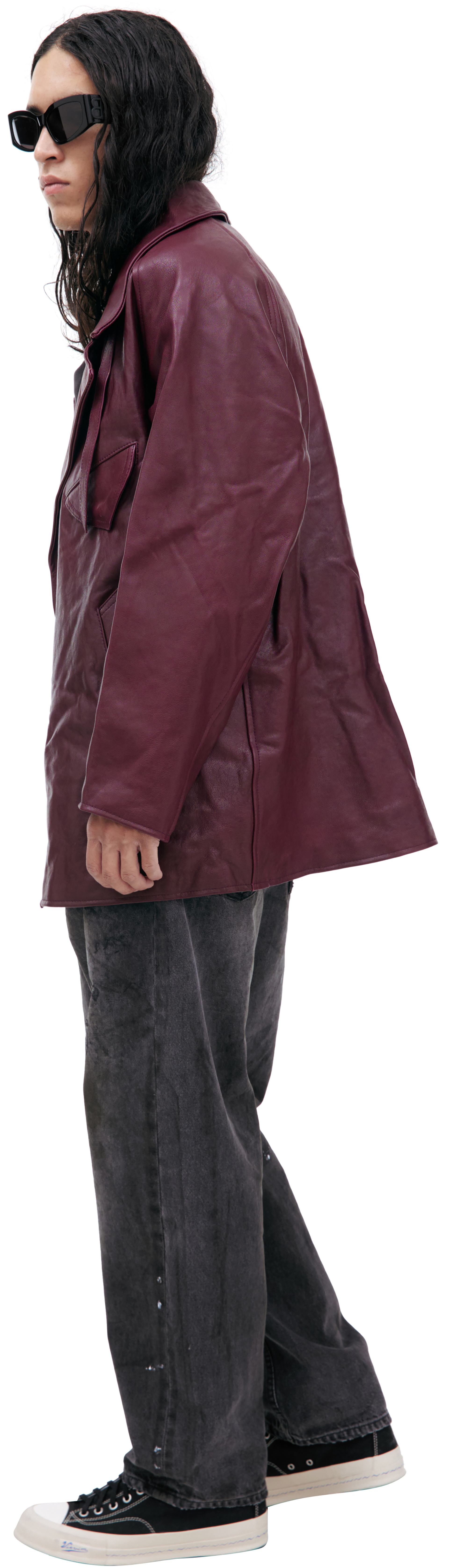 Enfants Riches Déprimés Бордовая куртка из кожи