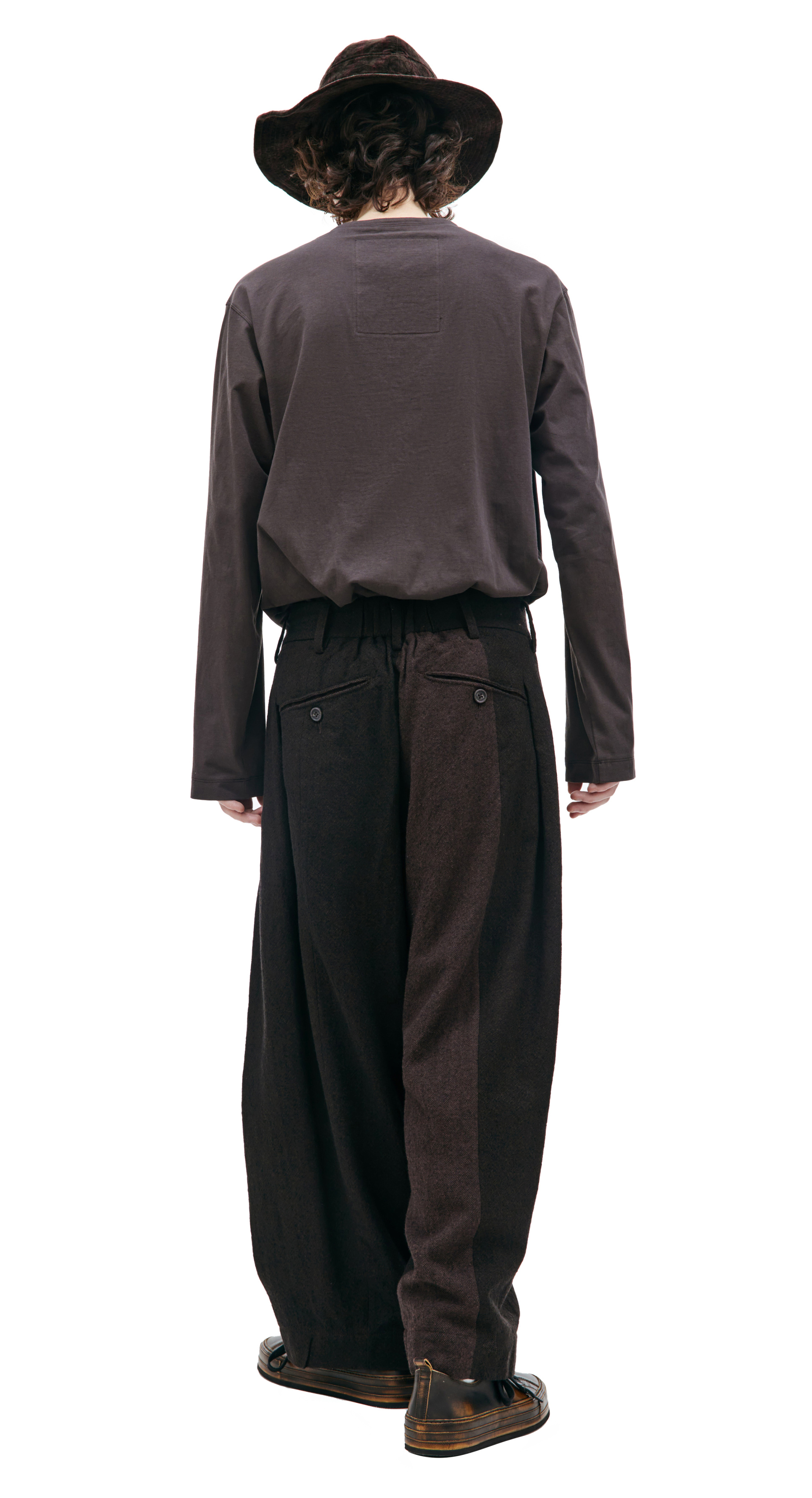 Ziggy Chen Широкие брюки с контрастной вставкой