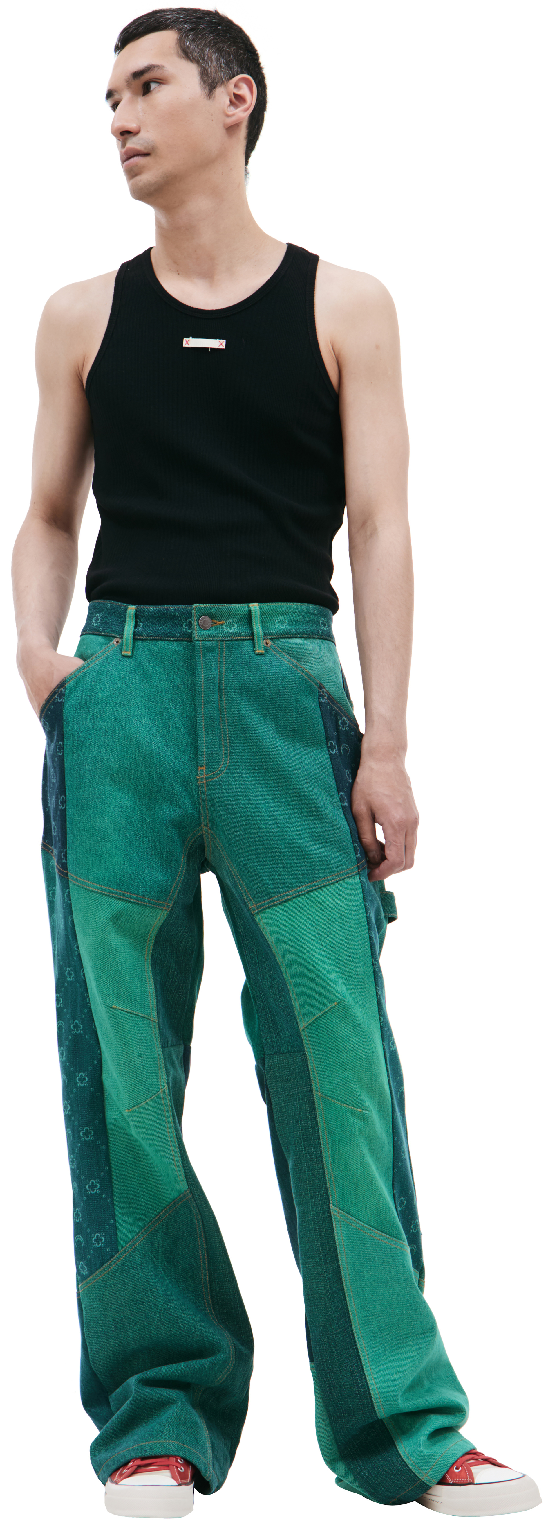 MARINE SERRE Джинсы пэчворк с монограммой