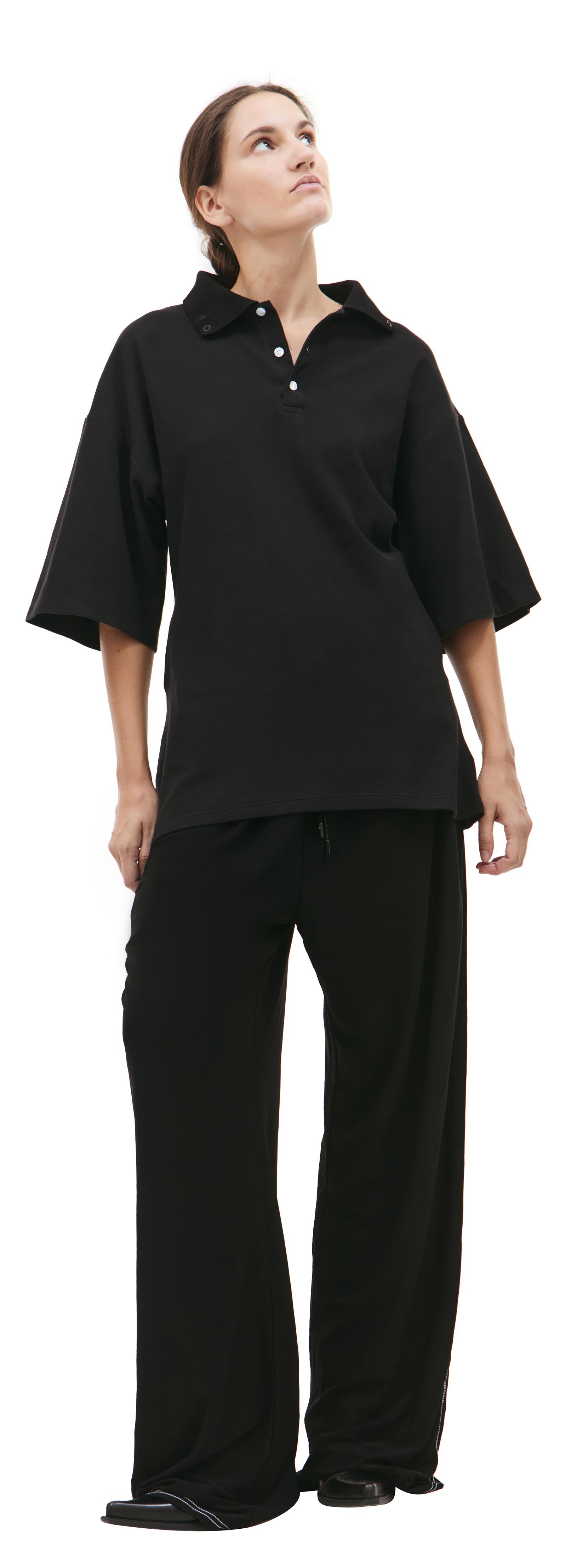 PROTOTYPES Черная футболка с воротником-поло