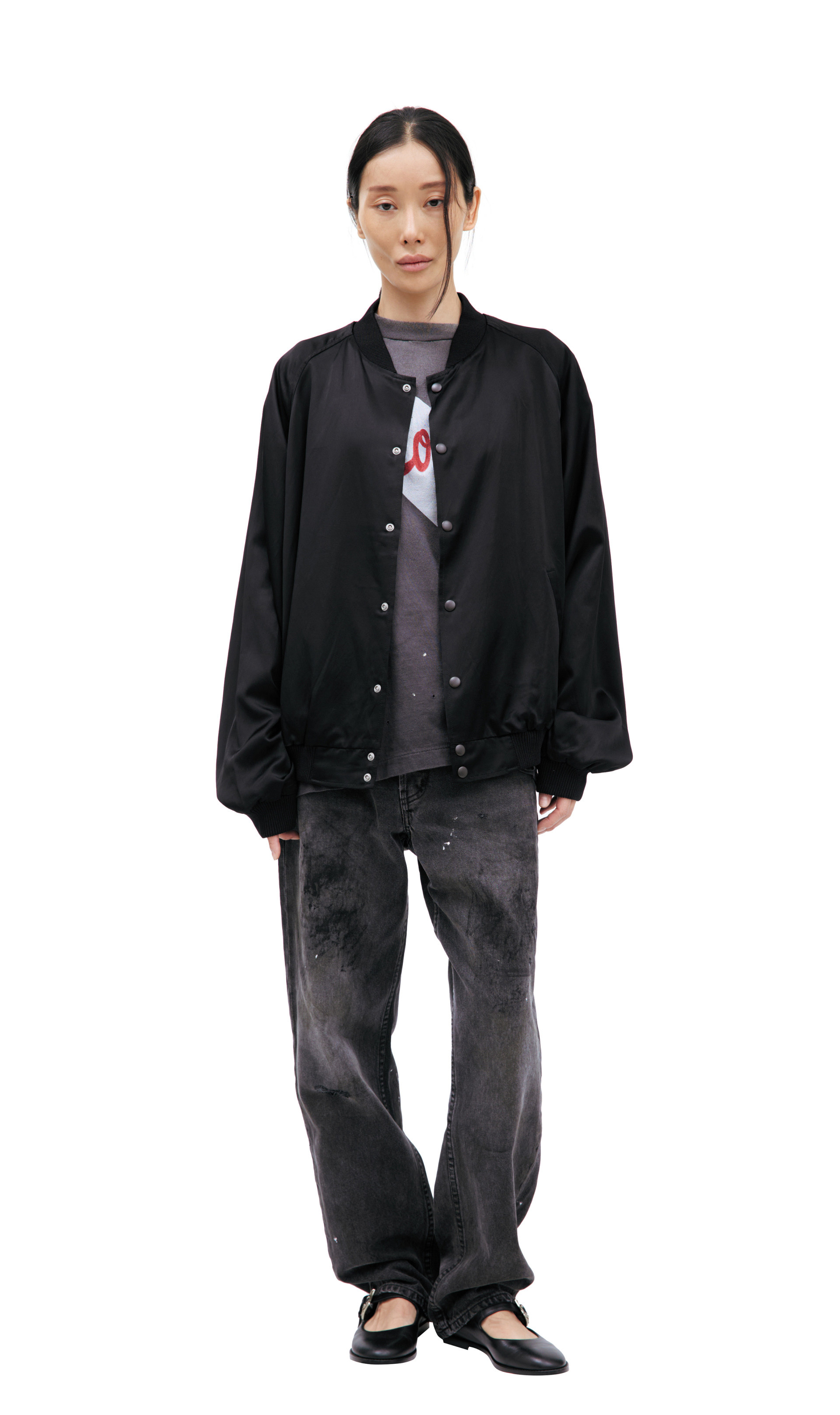 Saint Mxxxxxx Черный бомбер на кнопках