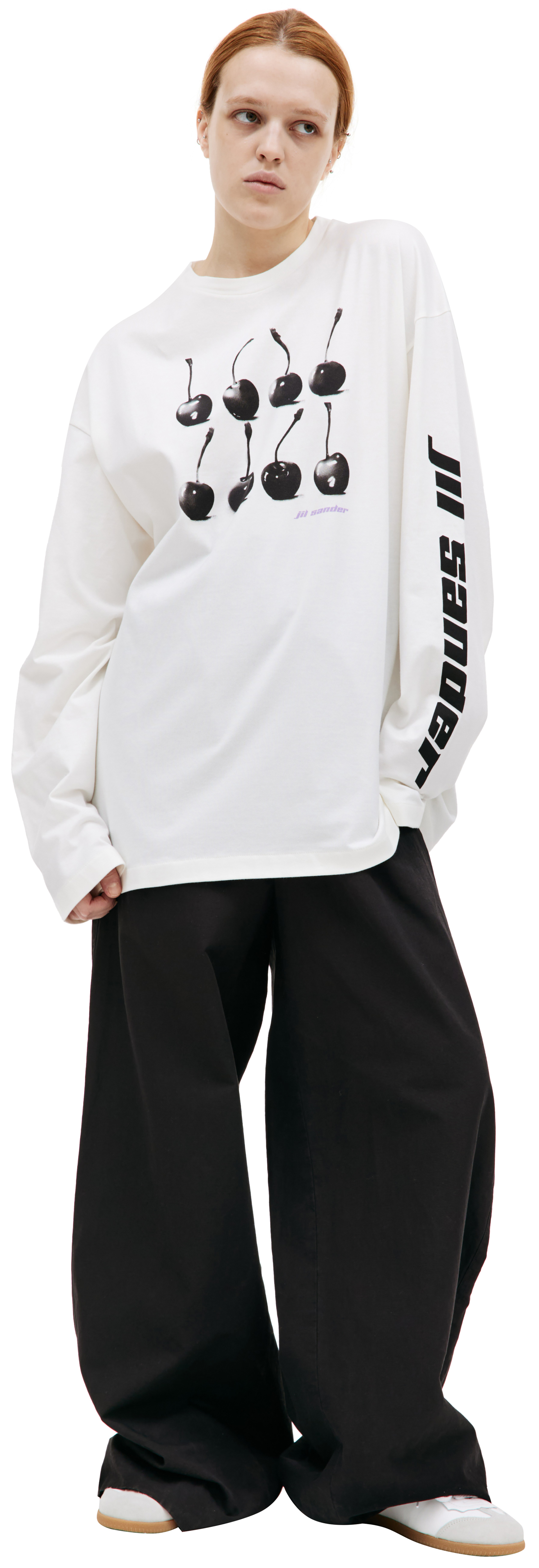 Jil Sander Хлопковый лонгслив с принтом