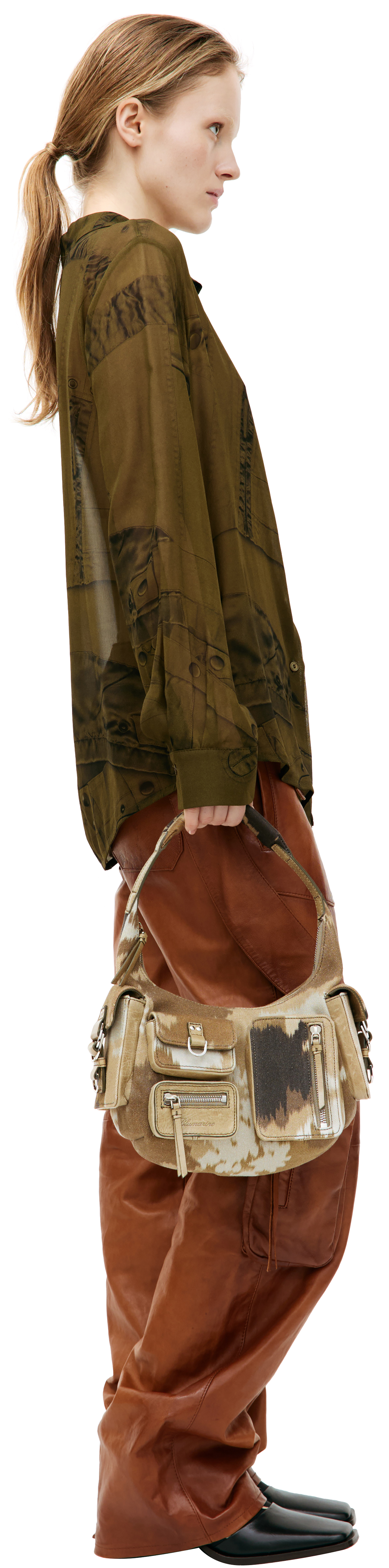 Blumarine Полупрозрачная рубашка с графическим принтом