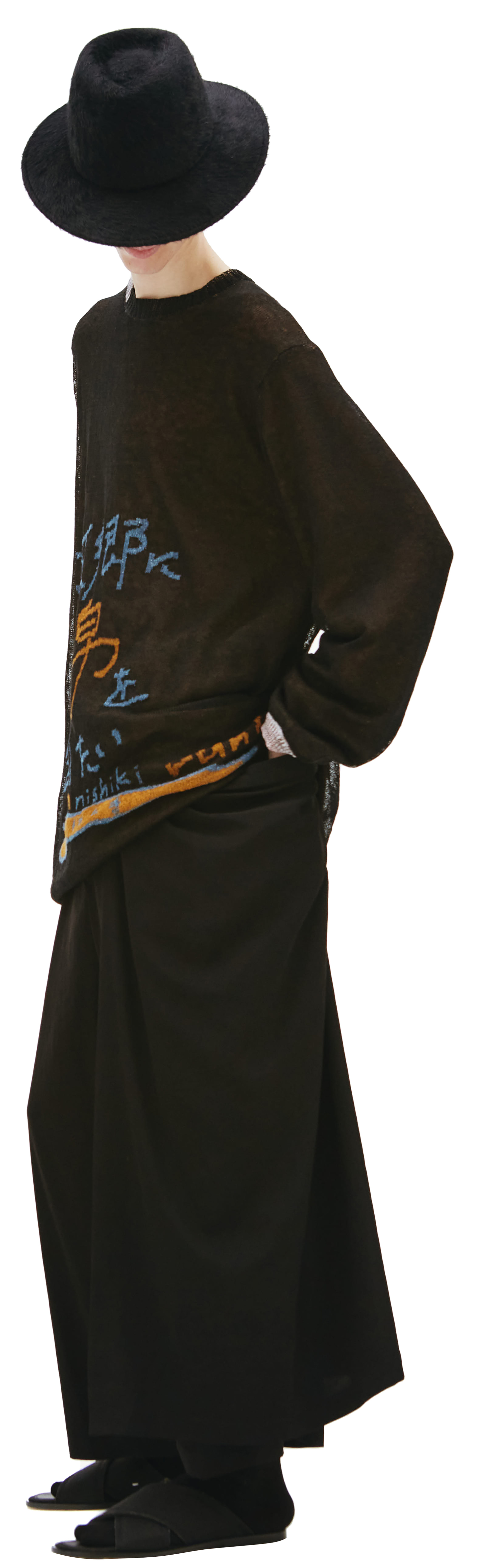 Yohji Yamamoto Черный свитер \'What\'s your name\'