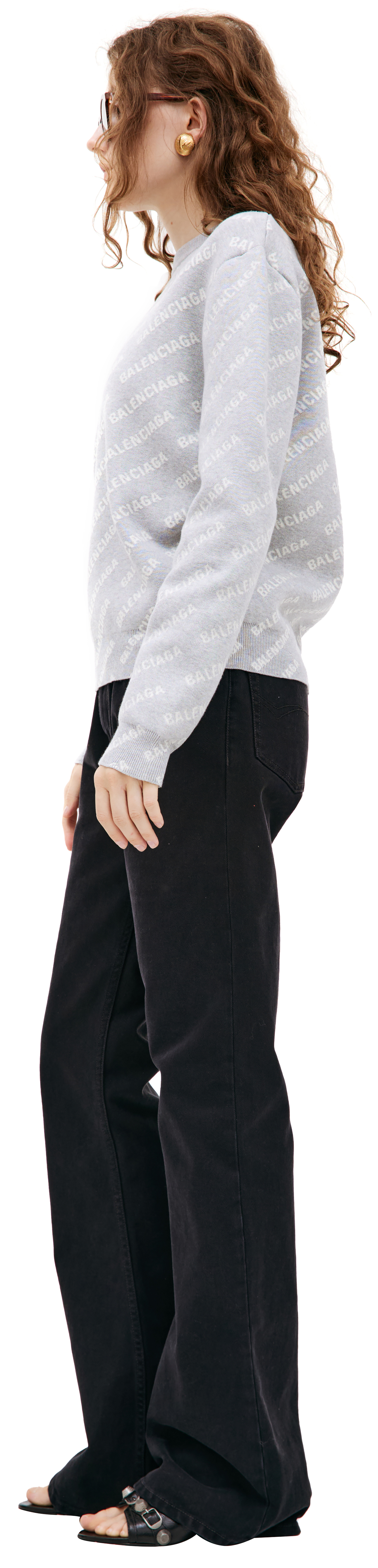 Balenciaga Серый свитер с логотипом