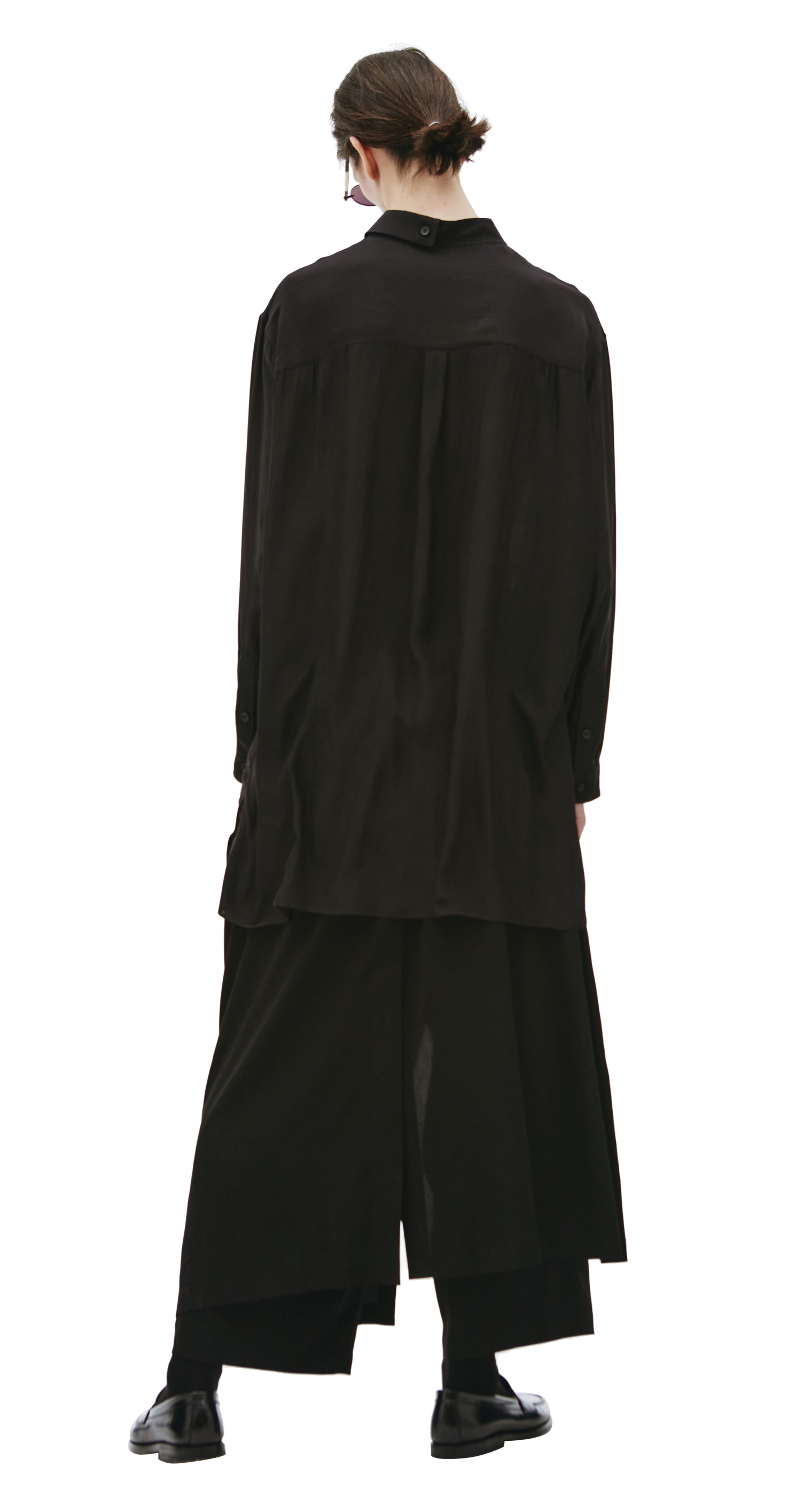 Yohji Yamamoto Шелковая рубашка с асимметричным воротником